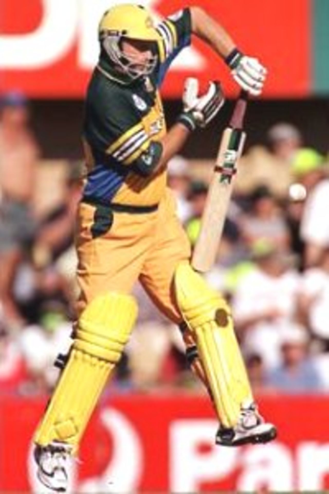 4 Feb 2000: Australian captain Steve Waugh fends off a short ball against Pakistan during his innings of 37 during the Carlton and United Breweries one day international between Australia and Pakistan at the Sydney Cricket Ground, Sydney, Australia.