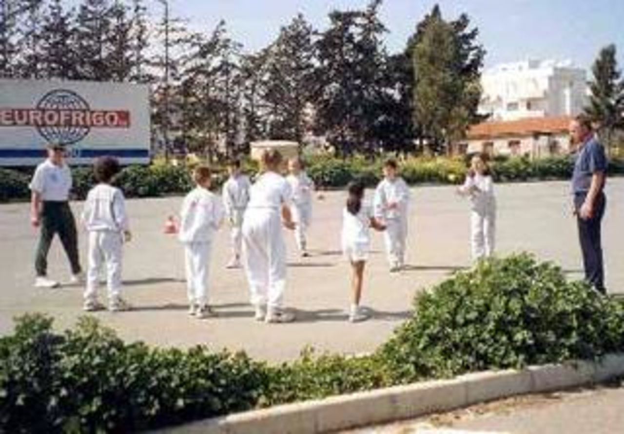 Children being coached in Kwik Cricket