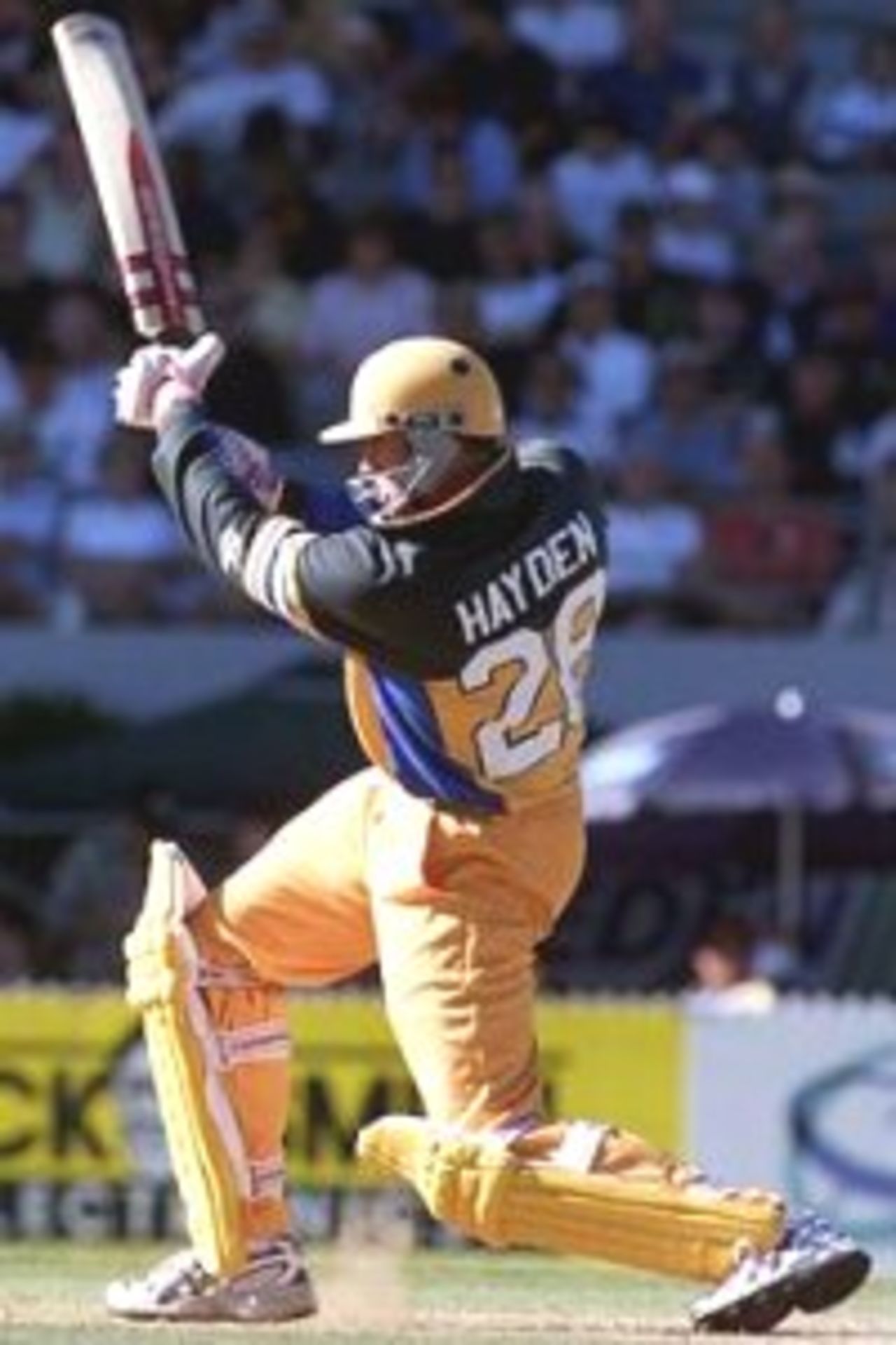 19 Feb 2000: Matthew Hayden of Australia hits out, during the second one day international between New Zealand and Australia at Eden Park, Auckland, New Zealand.