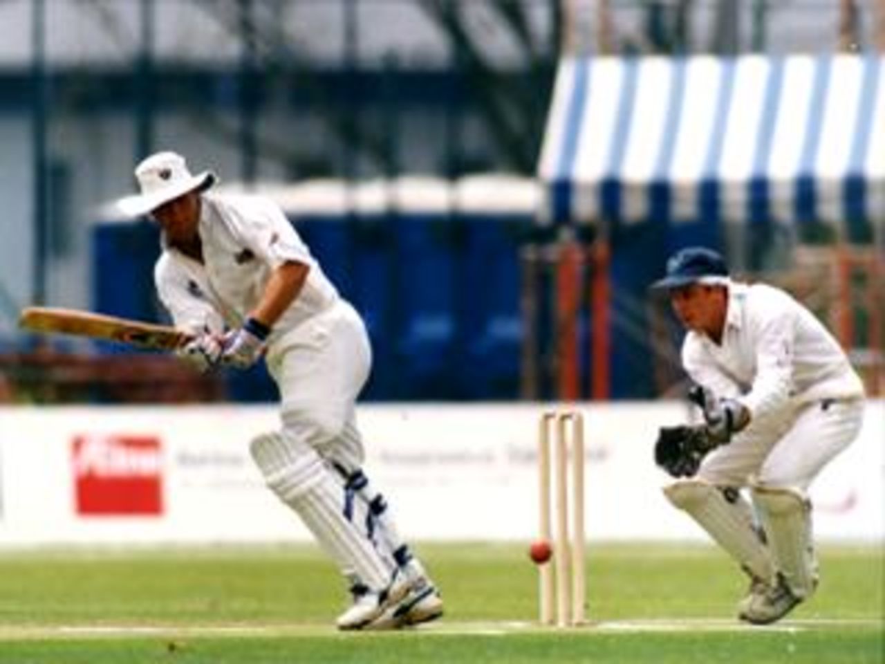 Scotland's Mike Smith batting against Ireland in the ICC Trophy semi-final, Kuala Lumpur 1997