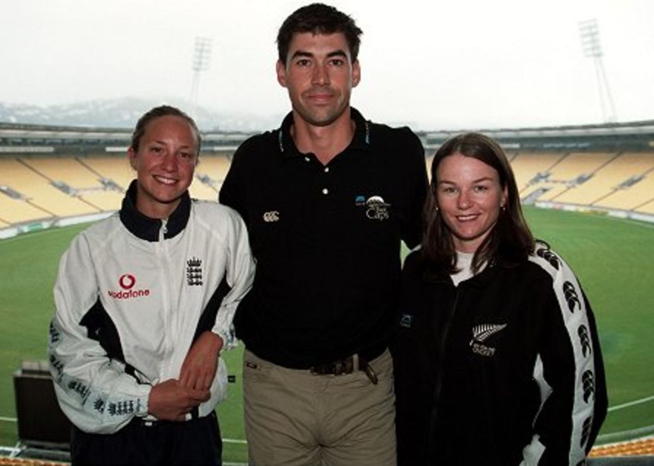 (left to right) at the WestpacTrust stadium, Wellington. New Zealand is hosting the seventh Women's World Cup in November and December this year. The event will be sponsored by leading sports internet site CricInfo.