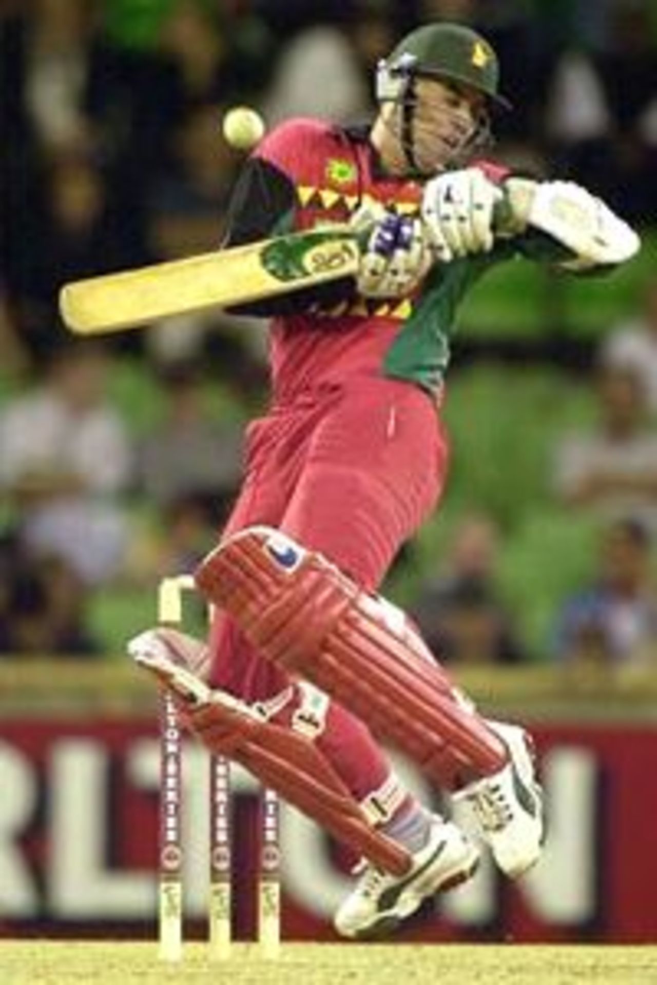 Heath Streak of Zimbabwe receives a short ball, during the Carlton Series One Day International between West Indies and Zimbabwe at the WACA Cricket Ground in Perth, Australia. West Indies won by 44 runs.
