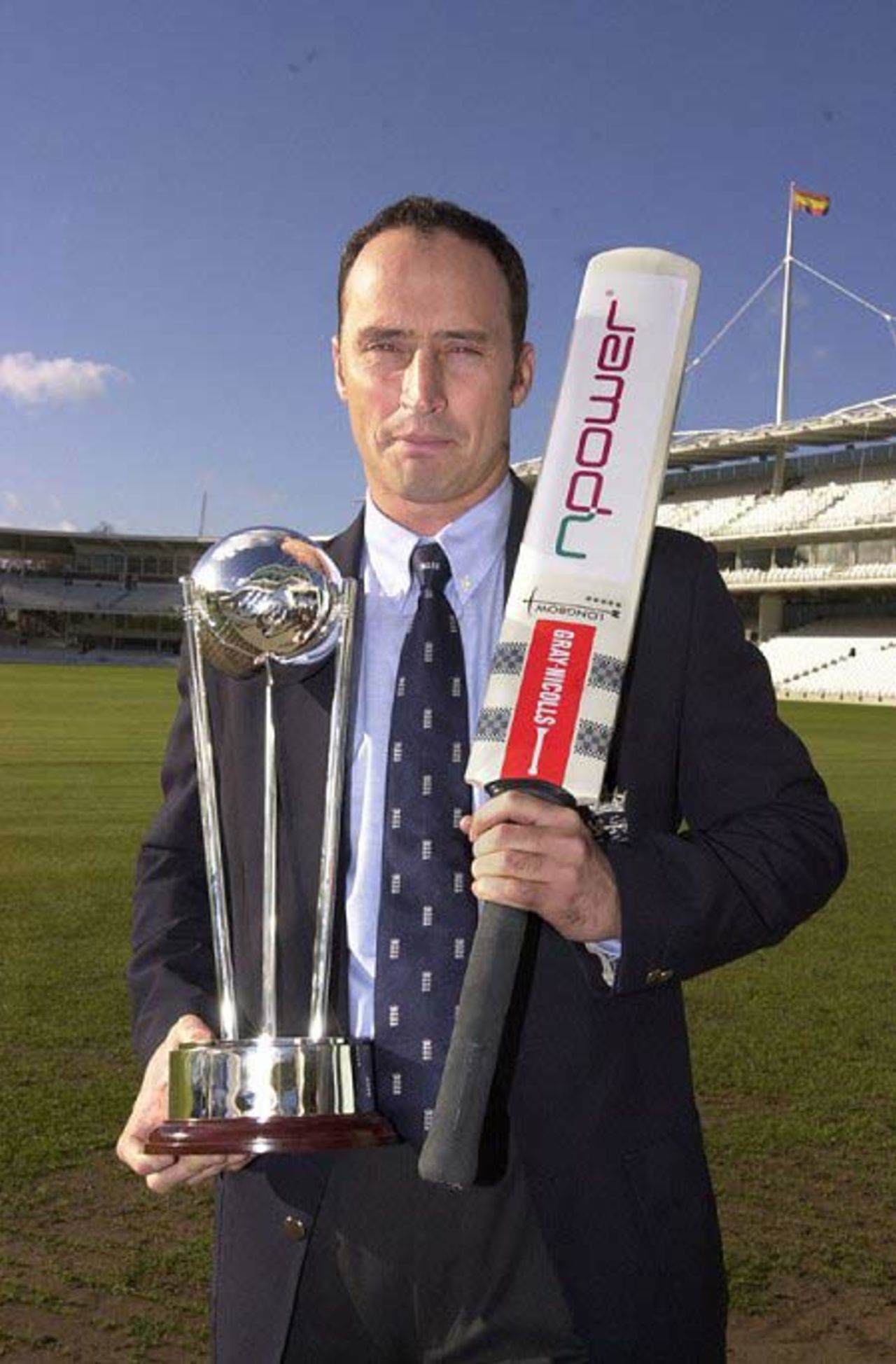 Nasser Hussain at Lord's as the £11 million sponsorship deal by nPower is launched. 24 Jan 2001
