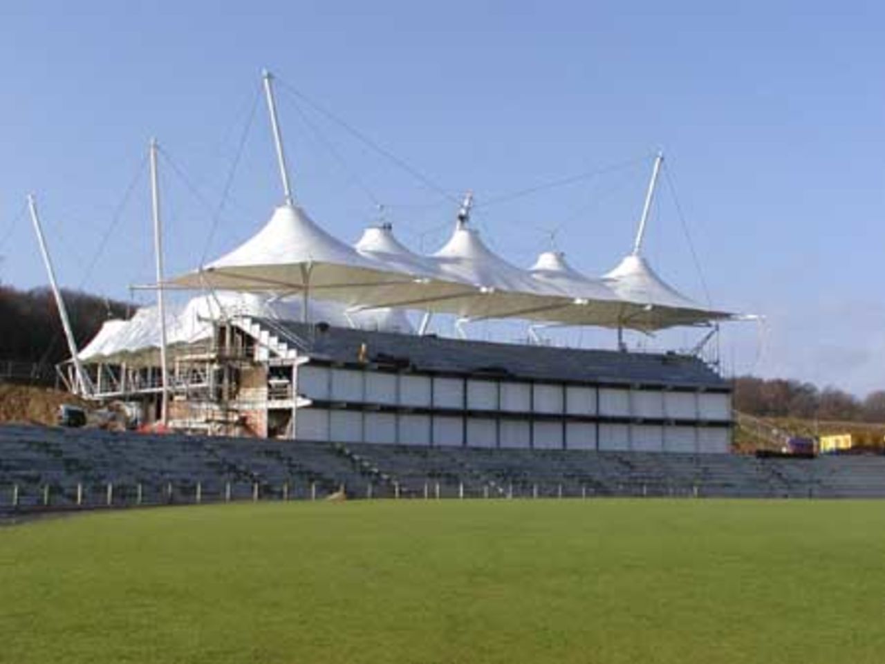 A view of Hampshire's new pavilion in early February