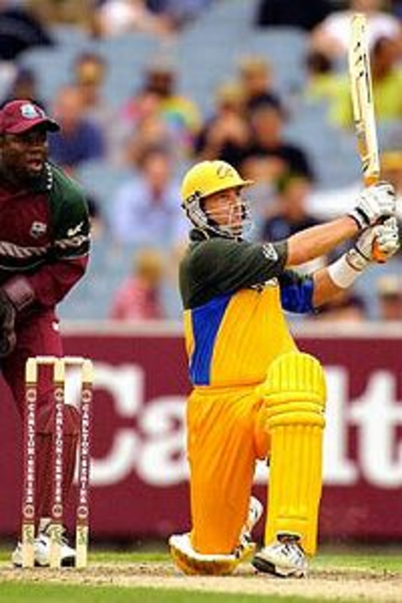 9 Feb 2001: Mark Waugh of Australia in action during the 2nd final of the Carlton Series One Day Internationals between Australia and the West Indies, played at the Melbourne Cricket Ground in Melbourne, Australia.