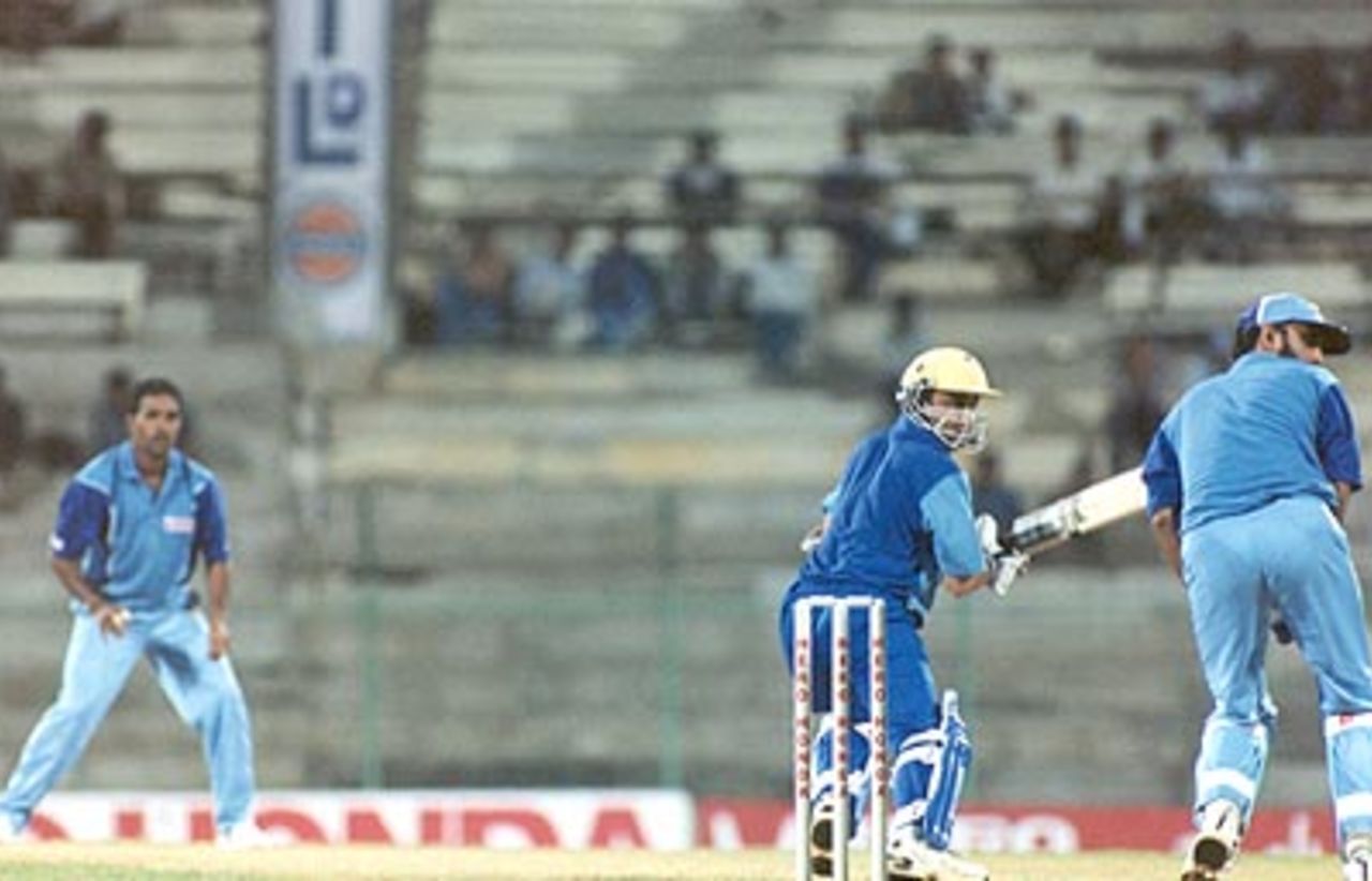 Mongia plays a delicate shot past third man. Challenger Series 2000/01, India v India 'A', MA Chidambaram Stadium, Chepauk, Chennai, 12 Feb 2001