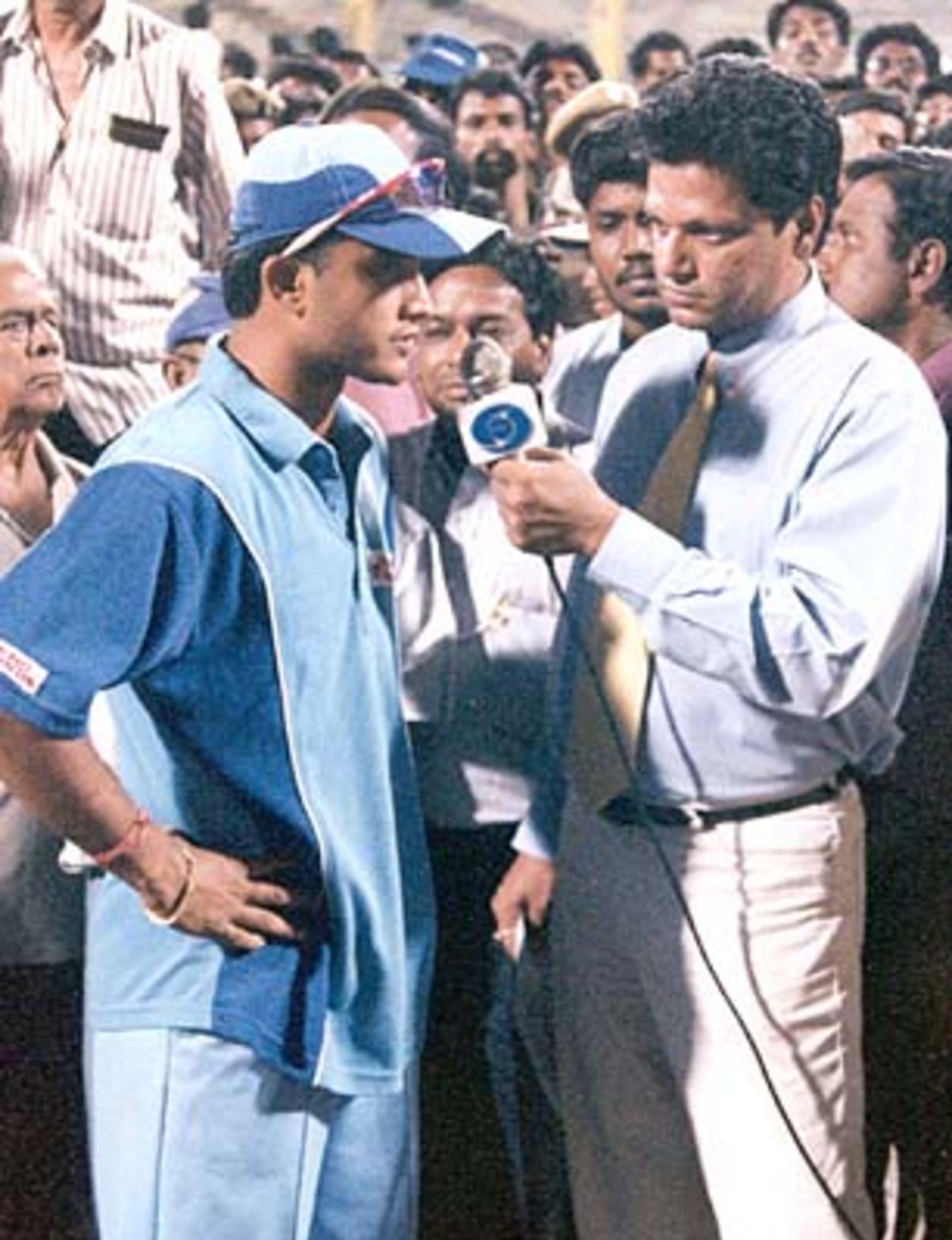 Sourav Ganguly making his post-match comments. Challenger Series 2000/01, Final, India v India 'A', MA Chidambaram Stadium, Chepauk, Chennai, 15 Feb 2001