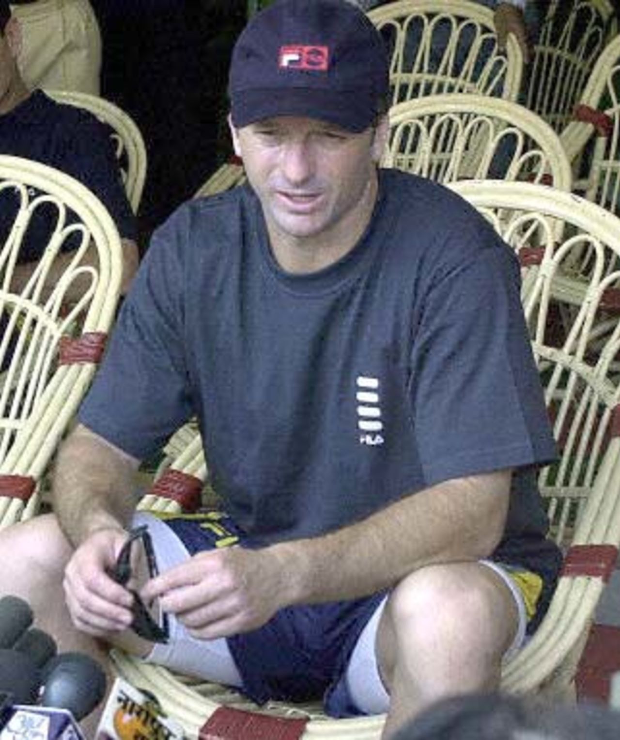 Australian cricket captain Steve Waugh speaks to reporters at the Nagpur stadium 16 February 2001. Waugh said Australia was ready to take on India no matter the playing conditions. Australia faces India A in the first test of their India tour.