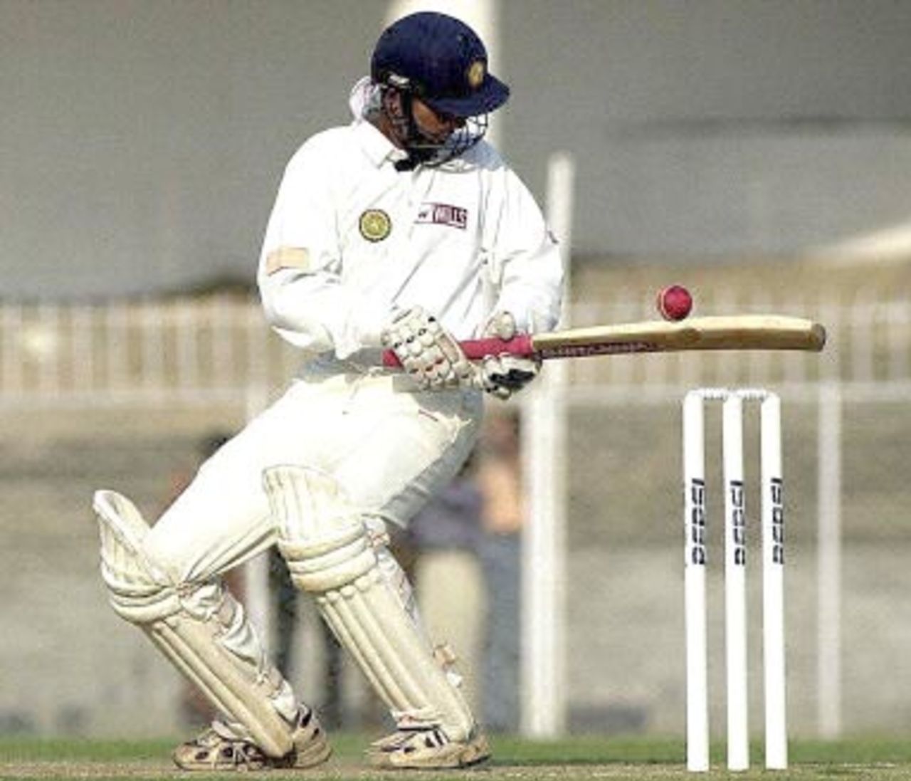 Indian opening batsman S Ramesh Australian hits a delivery during the first day of the first three-day cricket match against Australia in Nagpur 17 February 2001. India were at 71 for 1 at the end of day's play in reply to Australia's 291.