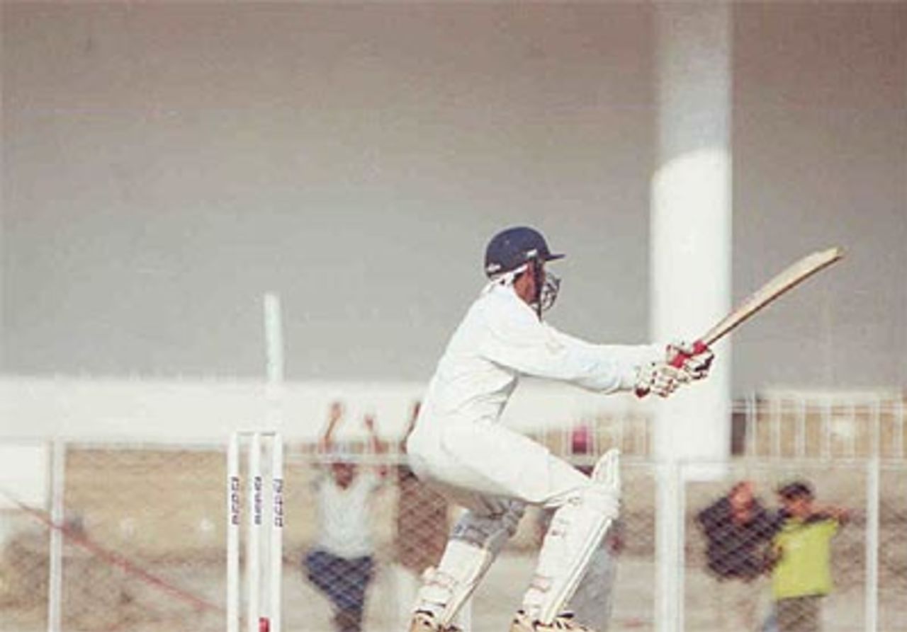Sadagoppan Ramesh plays a delicate cut to backward point, Australia in India, 2000/01, India 'A' v Australians, Vidarbha C.A. Ground, Nagpur, 17-19 February 2001 (Day 2).