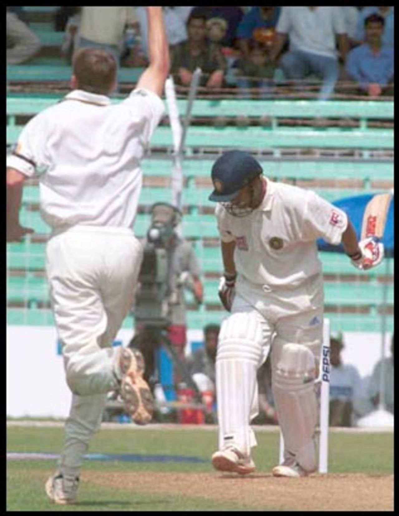 McGrath tastes first blood in duel with Tendulkar. Australia in India 2000/01, 1st Test, India v Australia, Wankhede Stadium, Mumbai 27Feb-03Mar 2001 (Day 1)