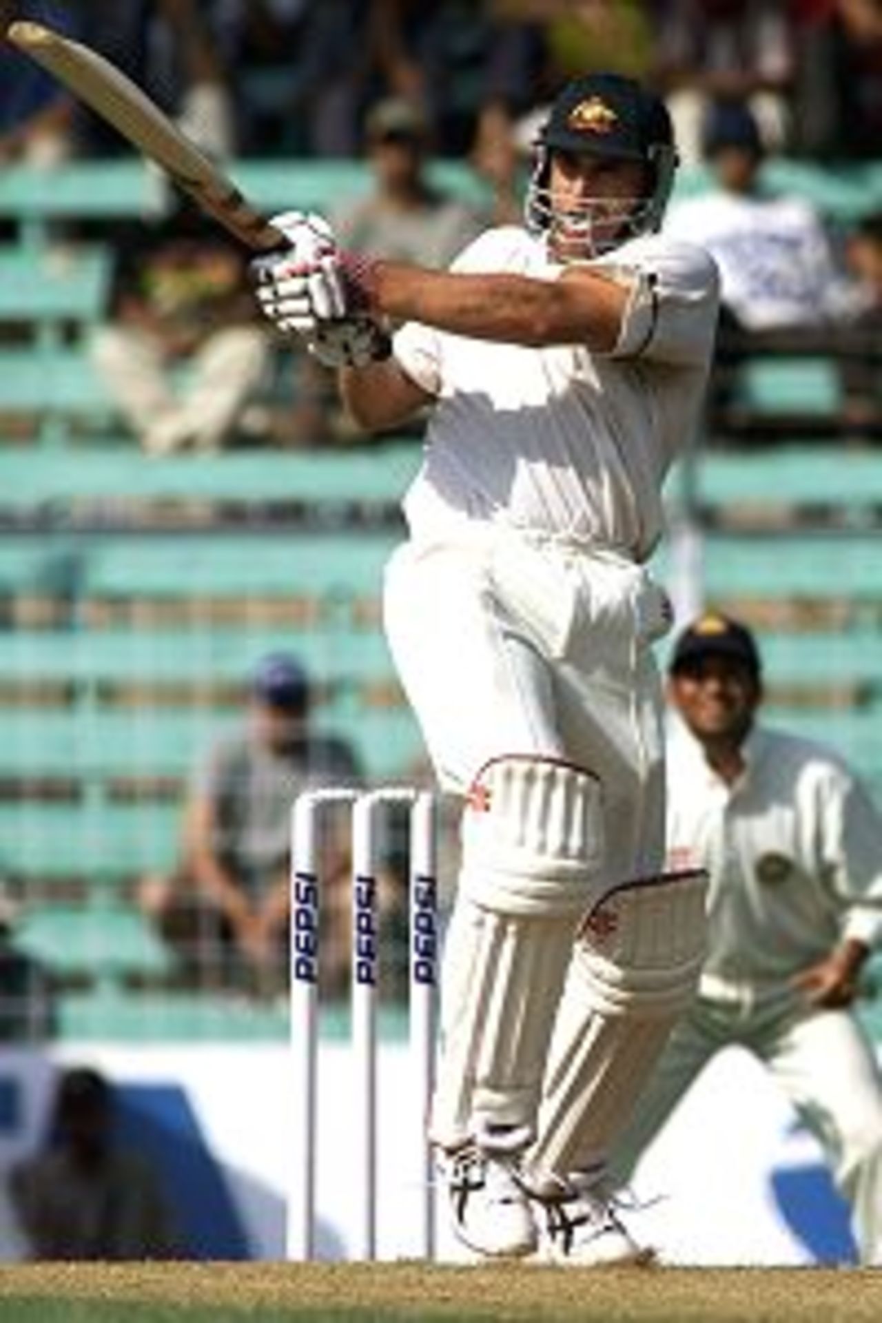 Matthew Hayden of Australia pulls for four, during day one of the first test between India and Australia, played Wankhede Stadium, Mumbai, India.