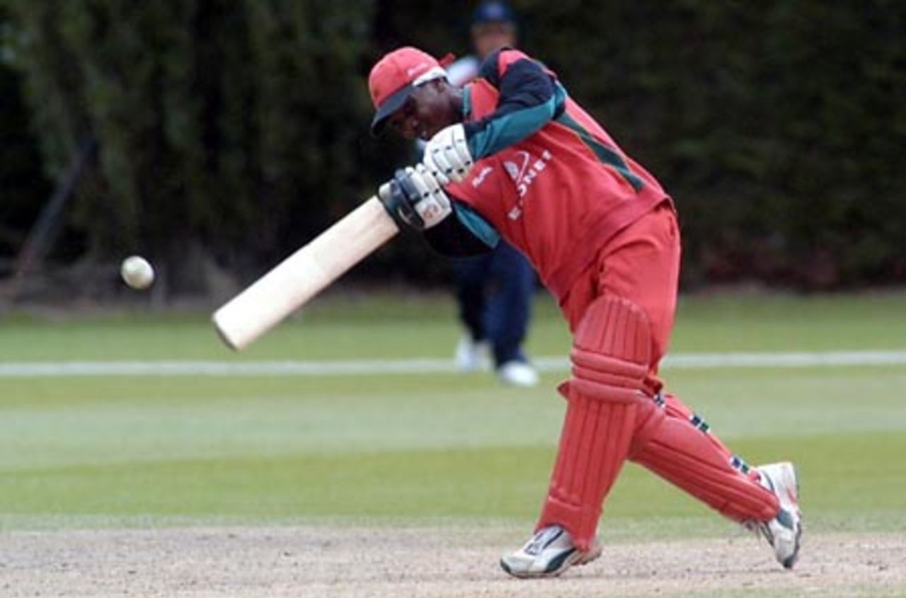 Zimbabwe Under-19 batsman Tatenda Taibu lofts a delivery down the ground during his innings of 65 not out. ICC Under-19 World Cup Plate Championship Final: Nepal Under-19s v Zimbabwe Under-19s at Lincoln No. 3, Lincoln, 8 February 2002.
