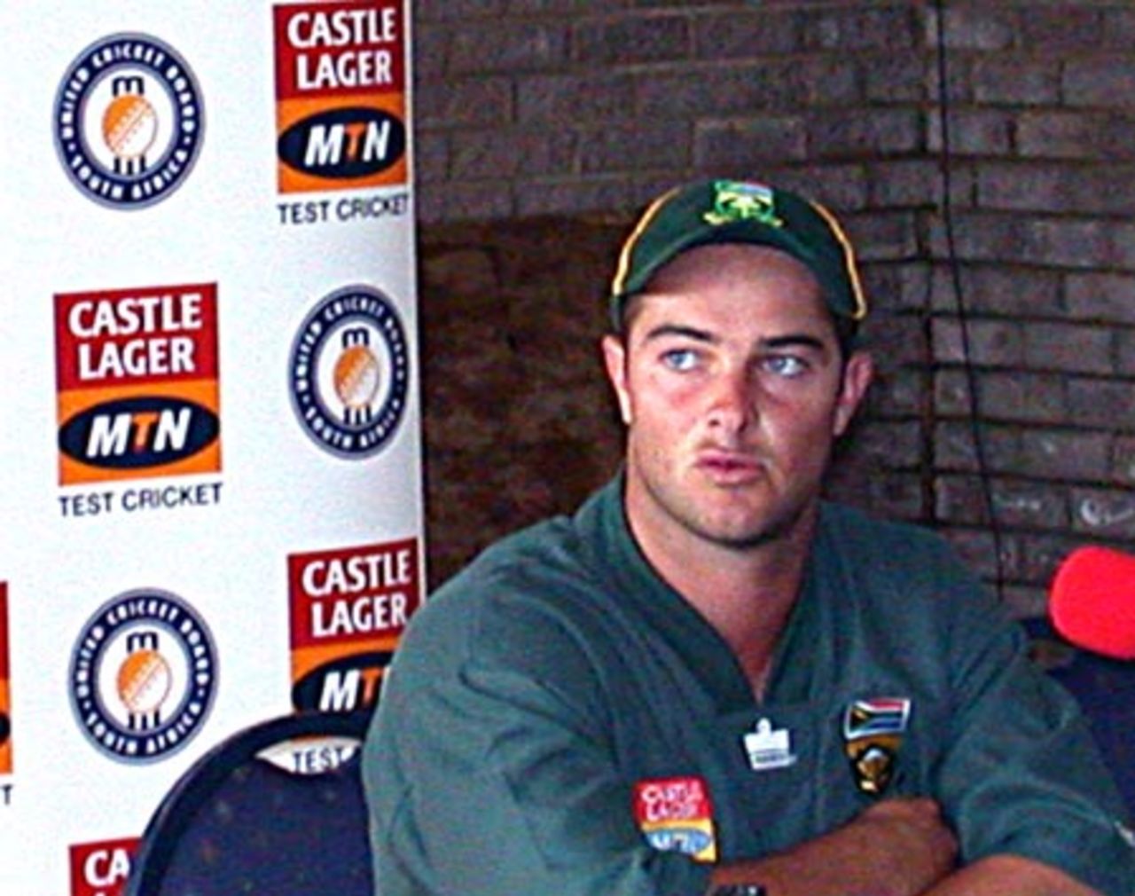 SA captain Mark Boucher addressing the post match media conference