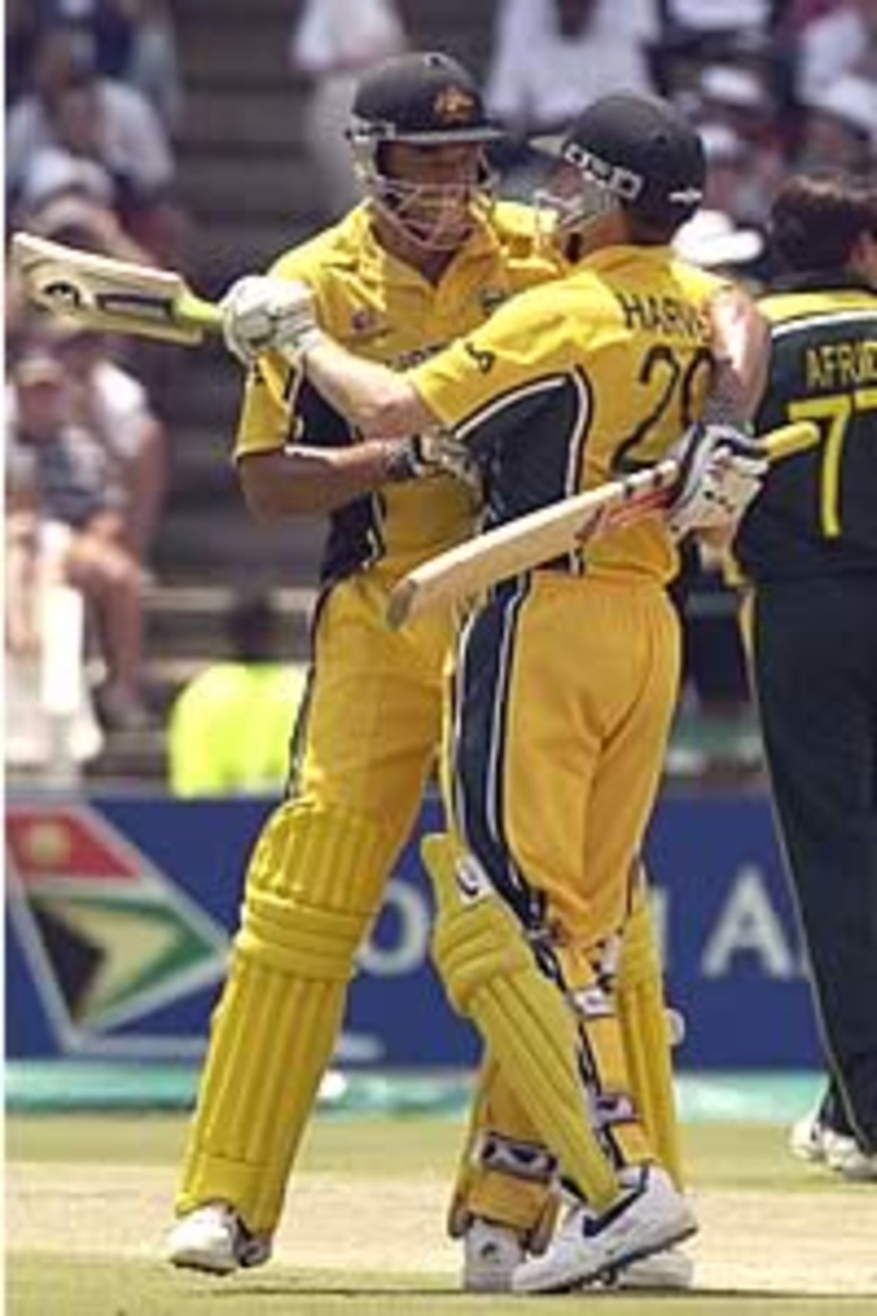 JOHANNESBURG - FEBRUARY 12: Andrew Symonds of Australia celebrates a century during the ICC Cricket World Cup 2003, Pool A match between Australia and Pakistan at The Wanderers, Johannesburg, South Africa, on February 11, 2003.