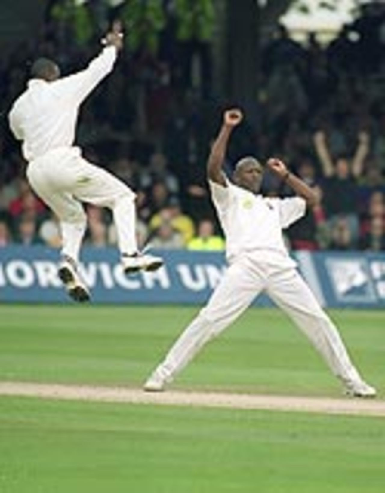 Franklyn Rose takes a wicket in England, West Indies v England, 2000
