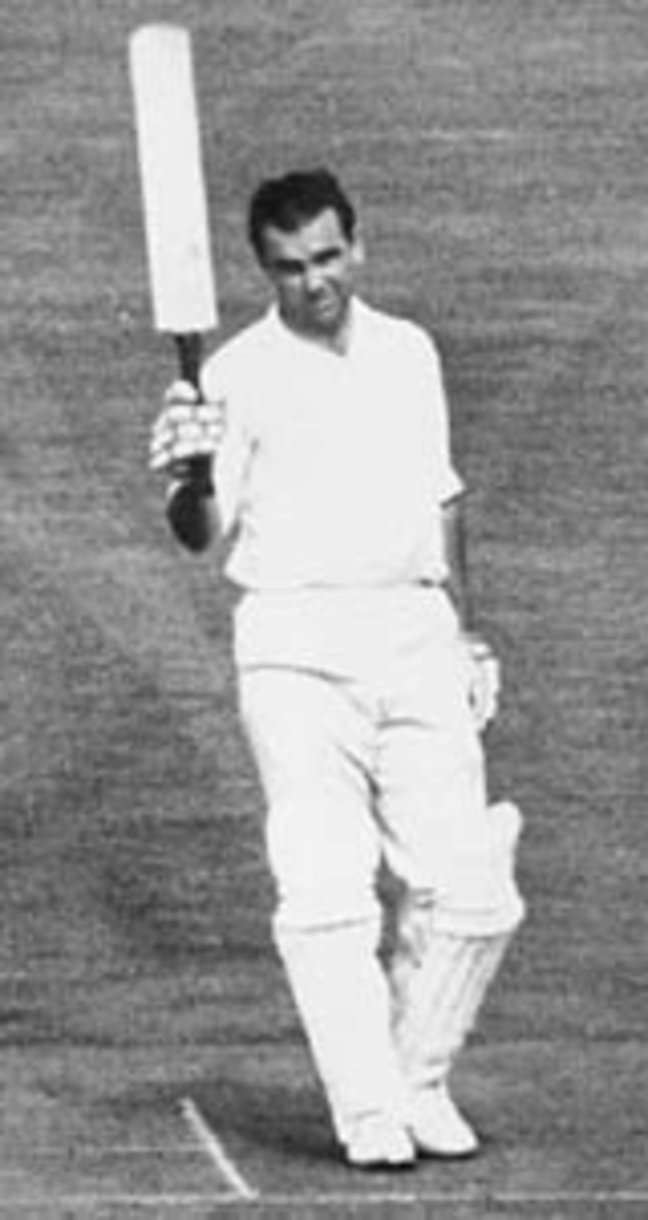 Australian captain Bobby Simpson acknowledging the applause of the crowd at Old Trafford after reaching 290 not out against England. Simpson was eventually out for 311.