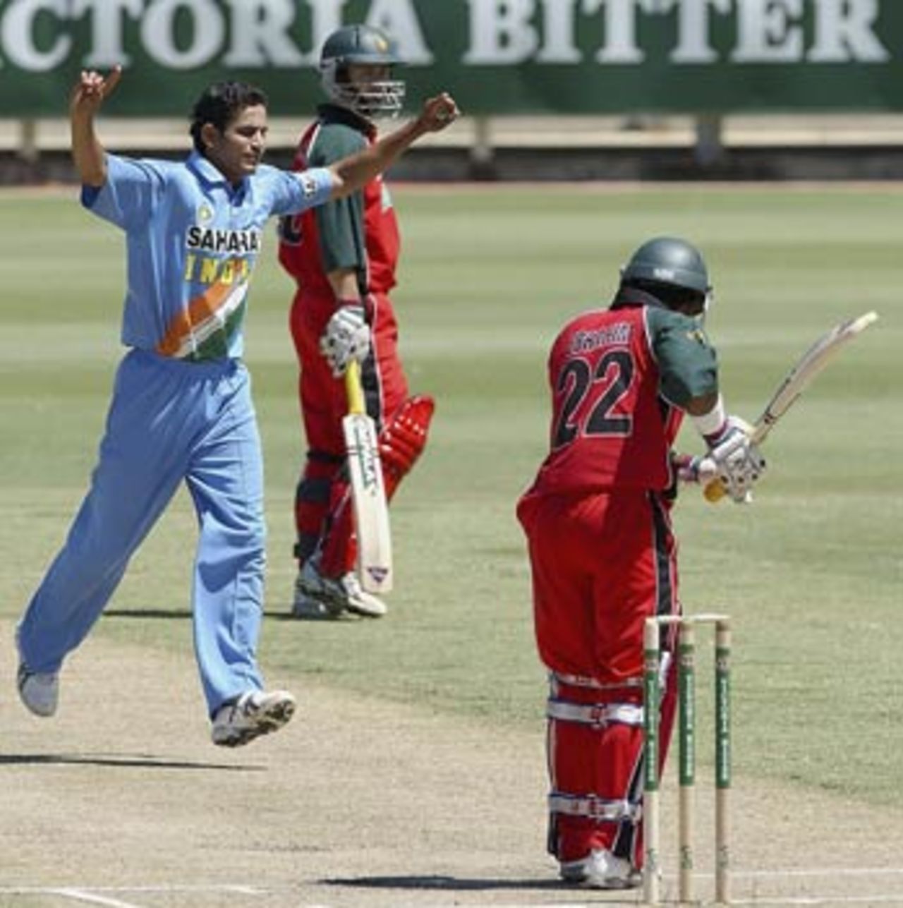 Irfan Pathan struck early, sending Dion Ebrahim back, India v Zimbabwe, 12th ODI, VB Series, Perth, February 3rd, 2004