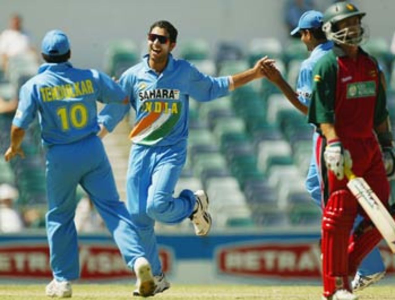 The Indians were sharp on the field, Yuvraj Singh pulled off a run out with a direct hit, India v Zimbabwe, 12th ODI, VB Series, Perth, February 3rd, 2004