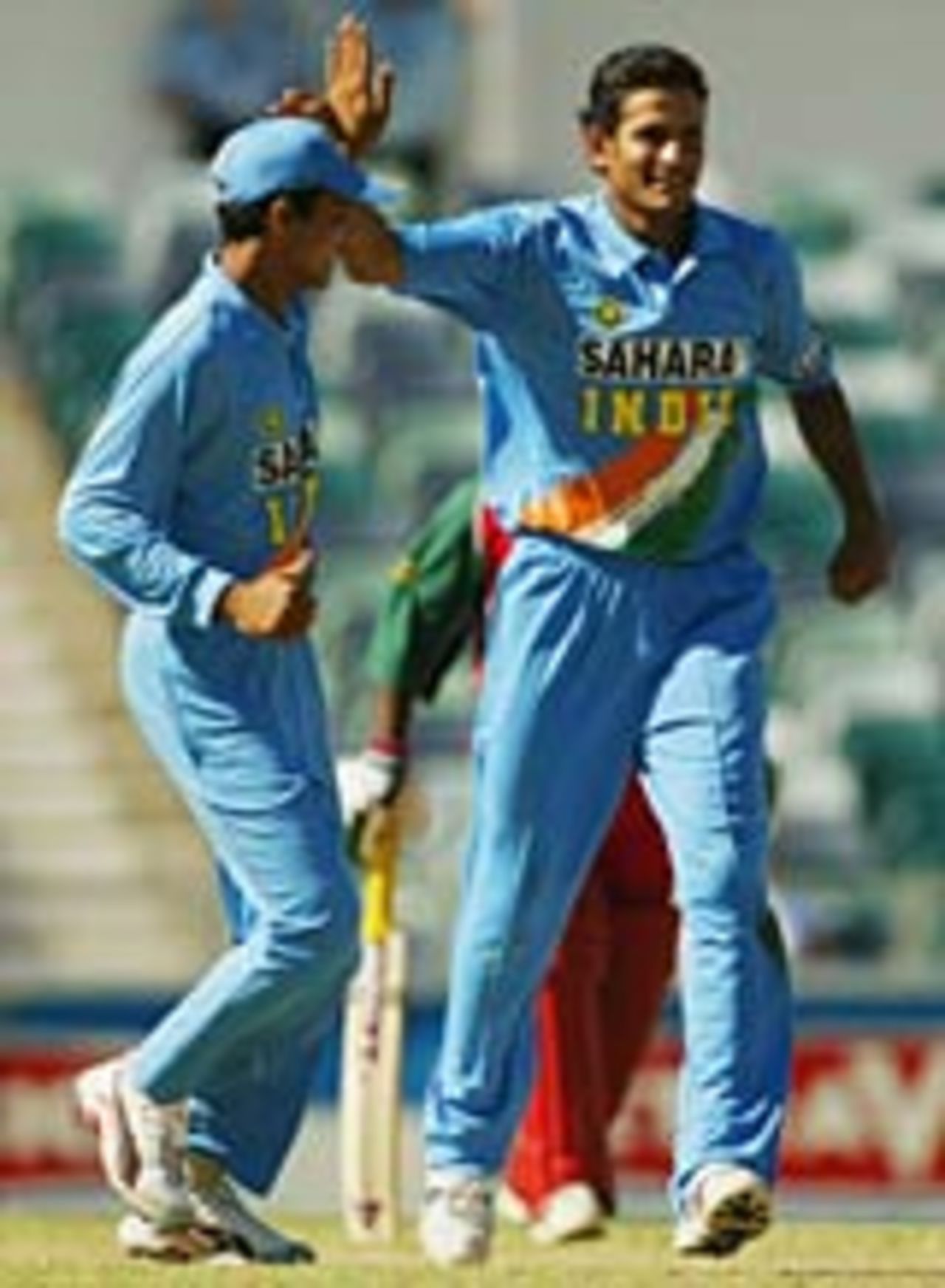 Irfan Pathan celebrates the wicket of Ray Price , India v Zimbabwe, 12th ODI, VB Series, Perth, February 3rd, 2004