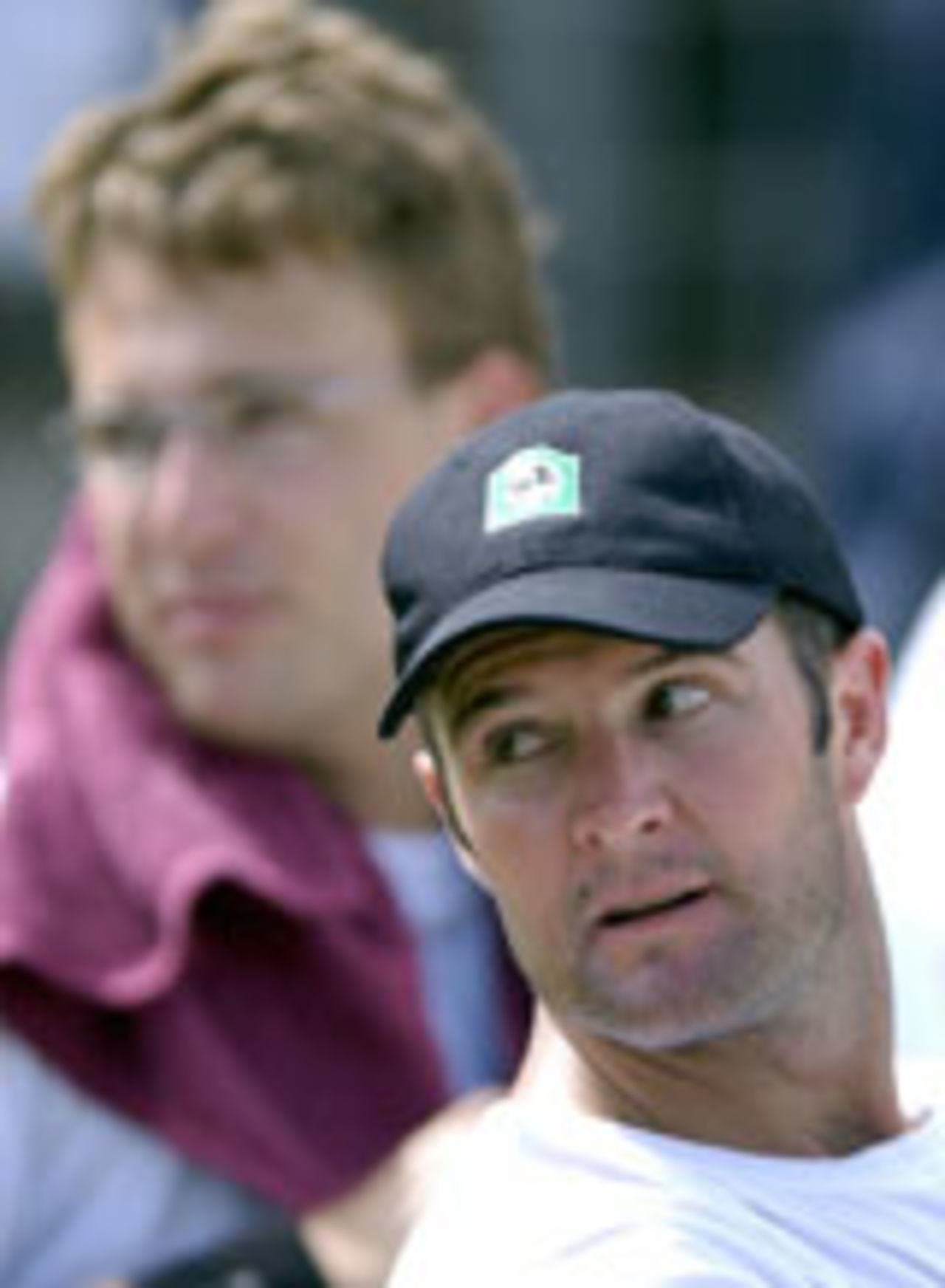 Nathan Astle takes a break from training, Rajkot, October 1, 2003