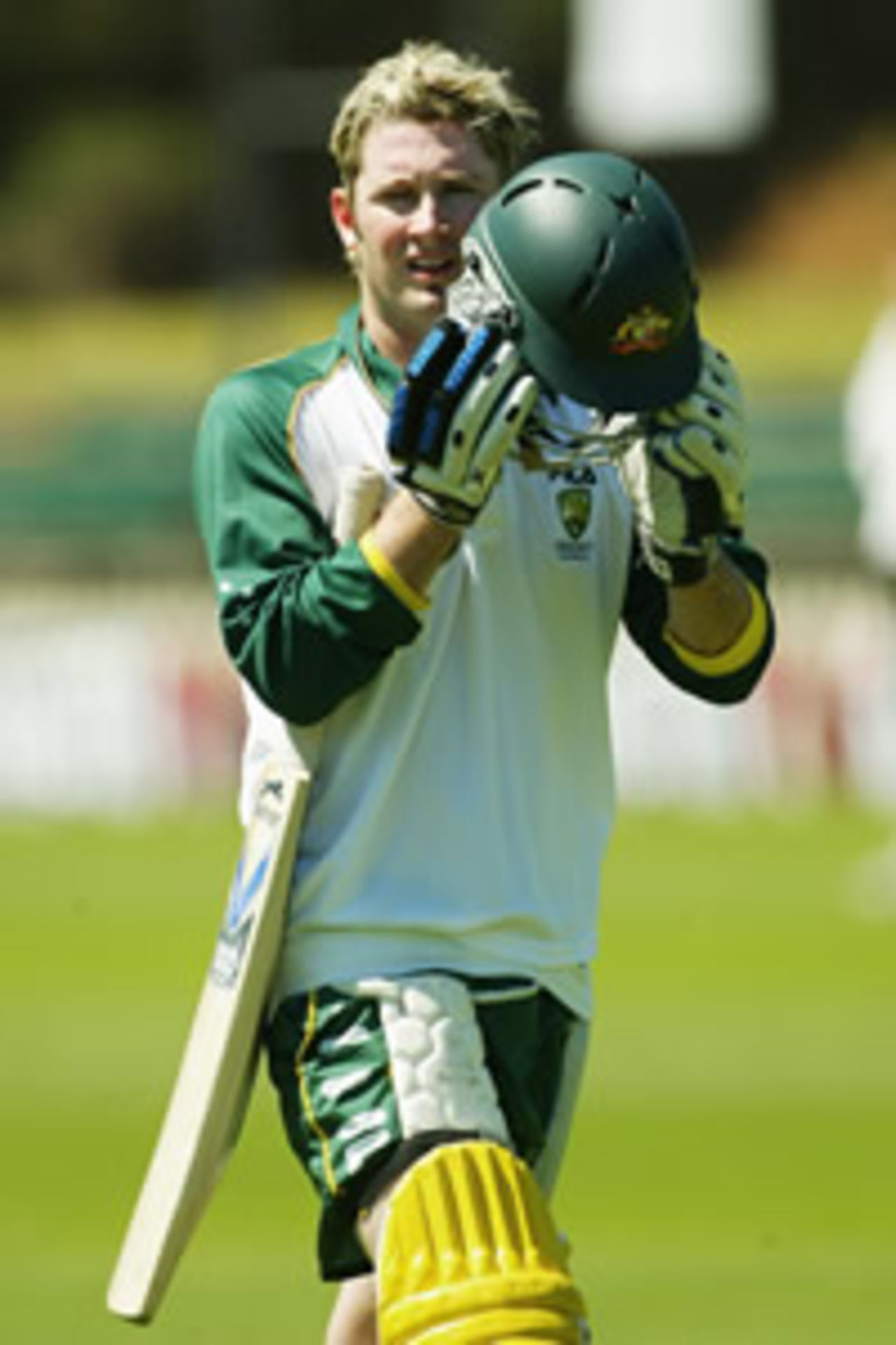 Michael Clarke of Australia looks on during training at the Junction Oval on February 5, 2004 in Melbourne, Australia.