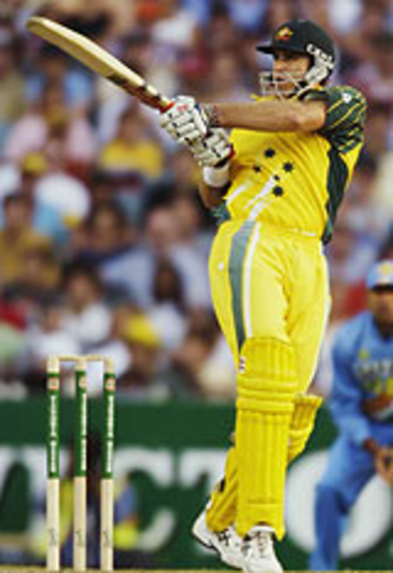 Matthew Hayden plays a ball, Australia v India, VB Series, 1st final, Melbourne, February 6, 2004