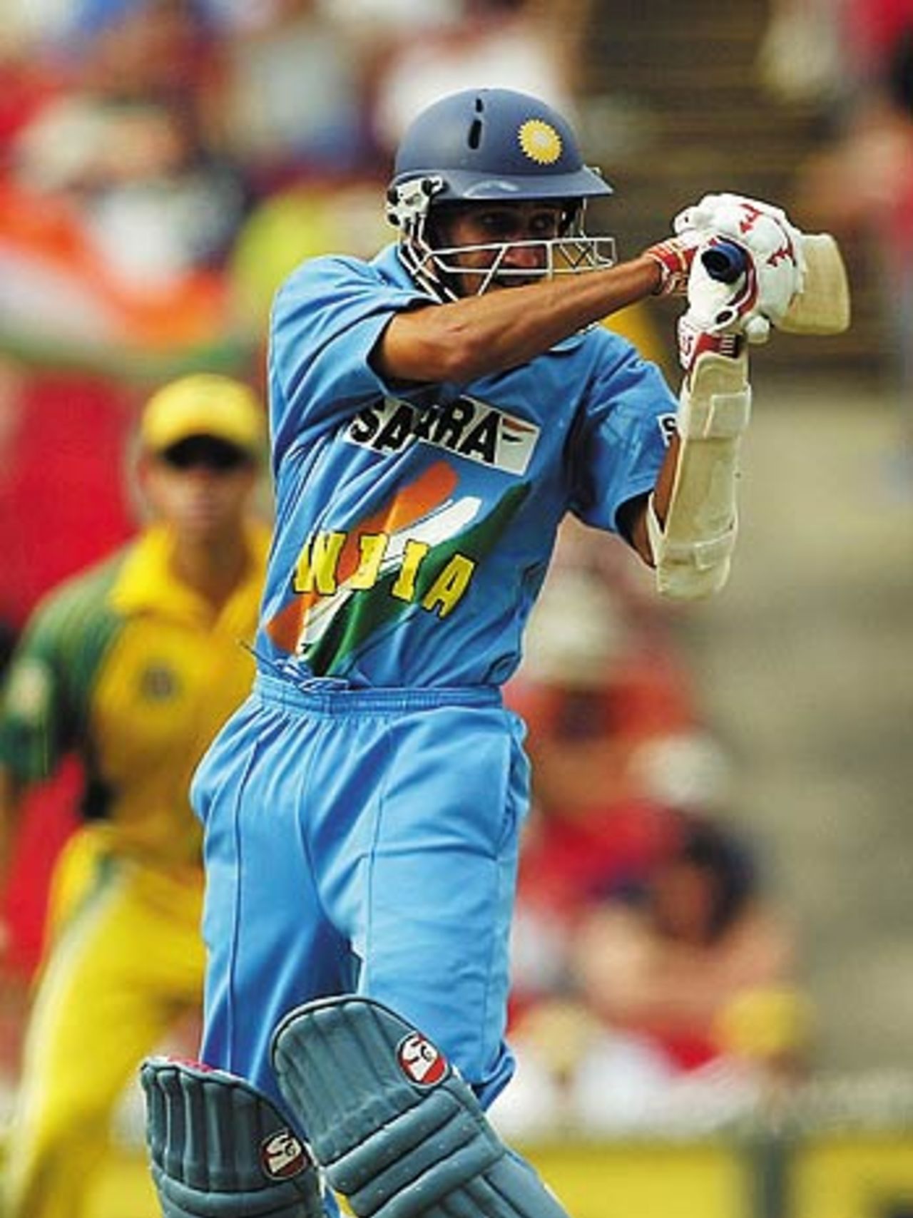 Ajit Agarkar leads the Indian fightback with a few glorious shots, Australia v India, VB Series, 1st final, Melbourne, February 6, 2004
