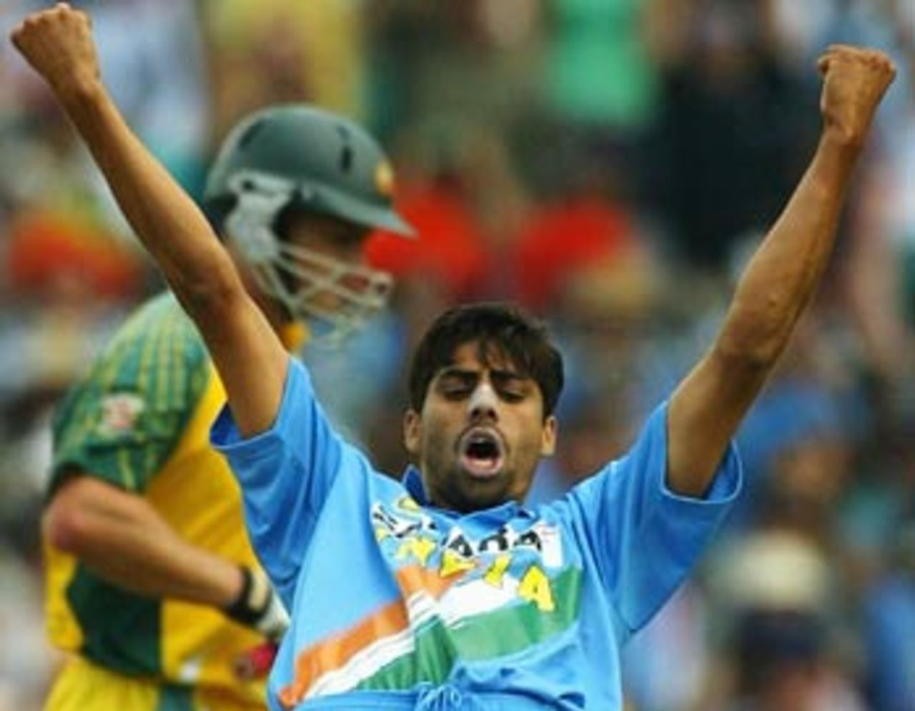 The way Ashish Nehra celebrated you would think he took a 5-for rather than 2 for 63, Australia v India, VB Series, 2nd final, Sydney, February 8, 2004