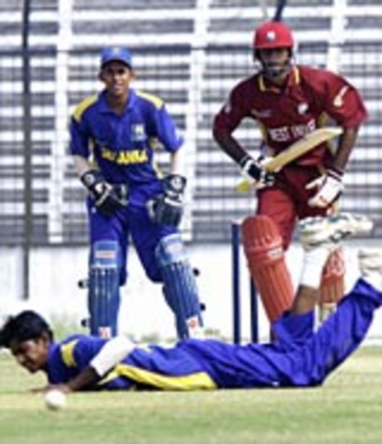 Tishan Maraj pushes a single, West Indies v Sri Lanka, U19 World Cup, February 22, 2004