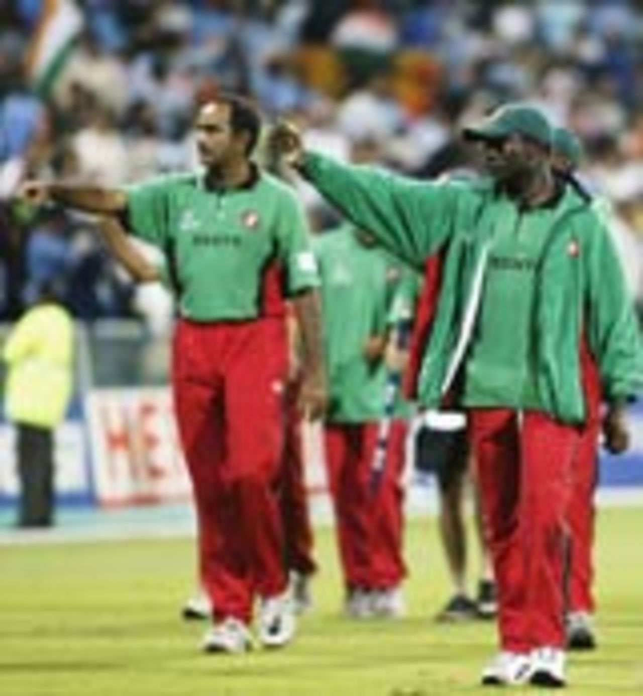 The Kenyan team find a rare opportunity to celebrate