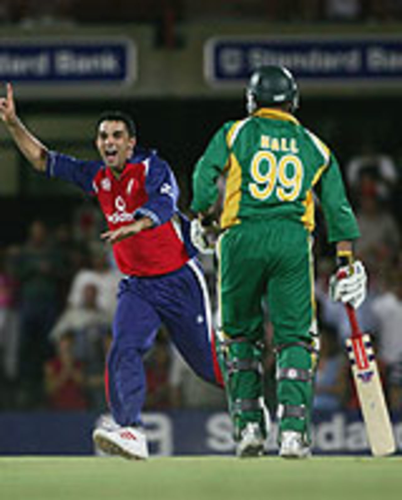 Kabir Ali secures a last-gasp tie, as Andrew Hall is stumped off the final ball of the match, England v South Africa, Bloemfontein, 2nd ODI, February 2, 2005