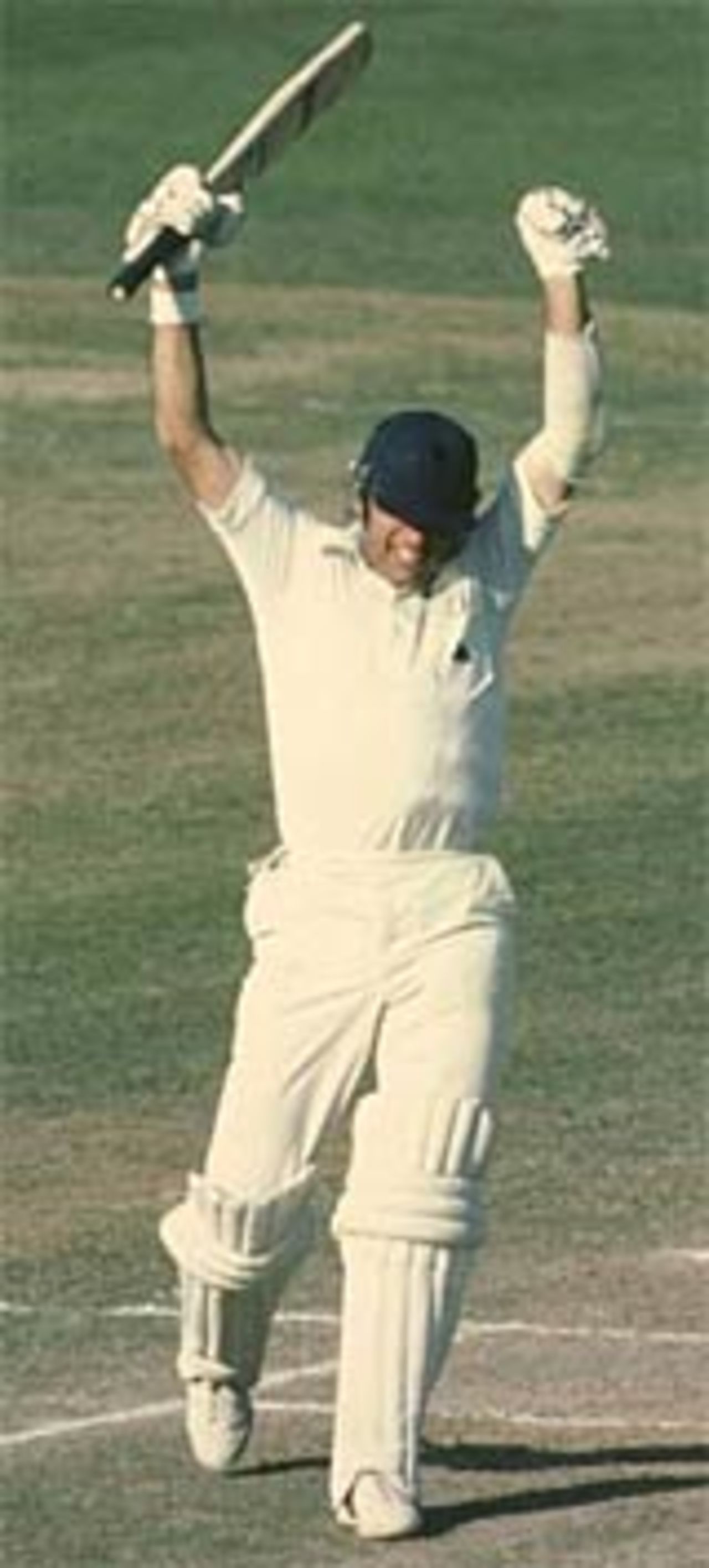 Geoff Boycott celebrates his hundred in the Centenary Test, England v Australia, Lord's, 1980