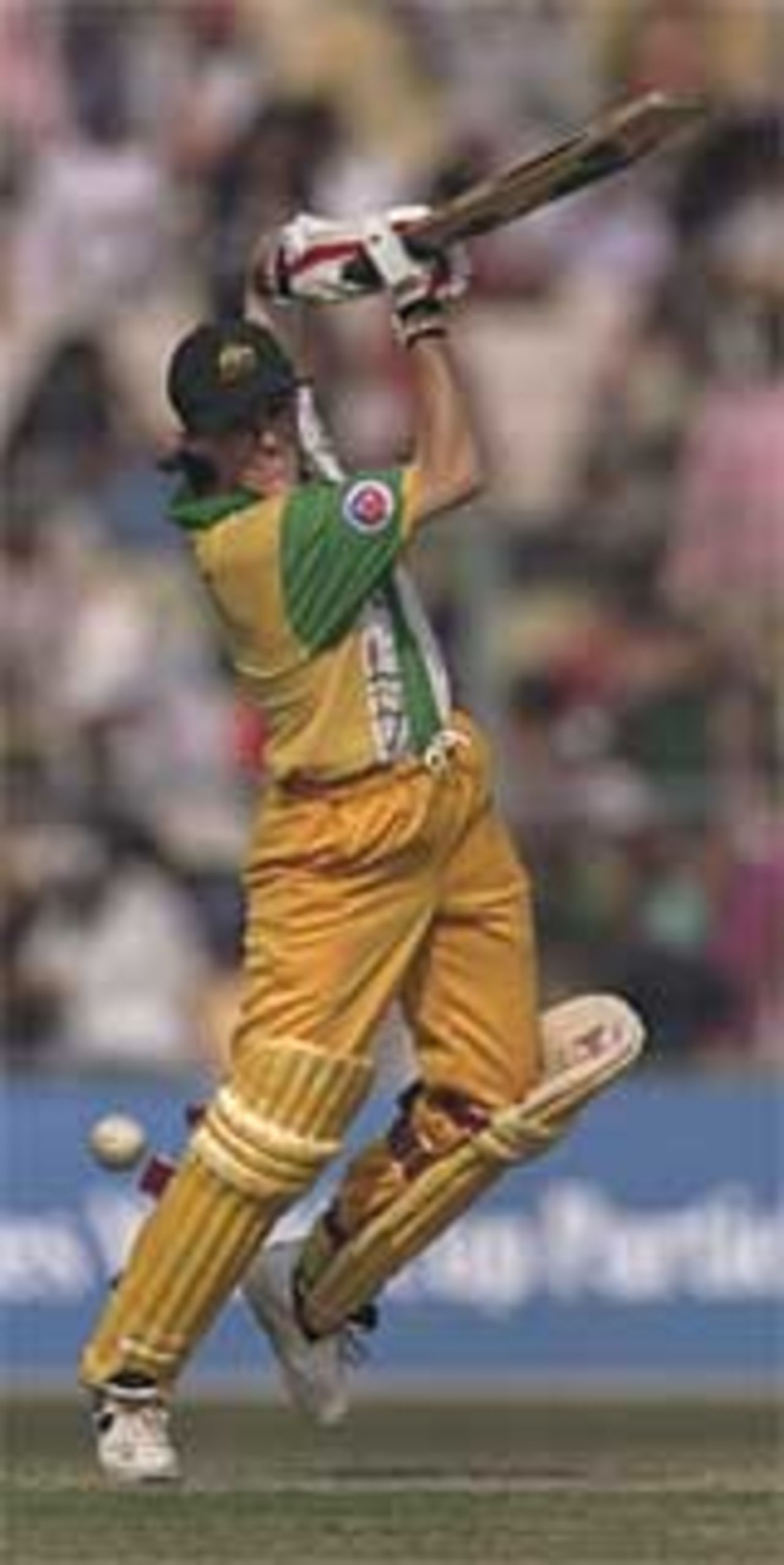 Belinda Clark of Australia hits out during the 1997 World Cup final at Eden Gardens, Calcutta