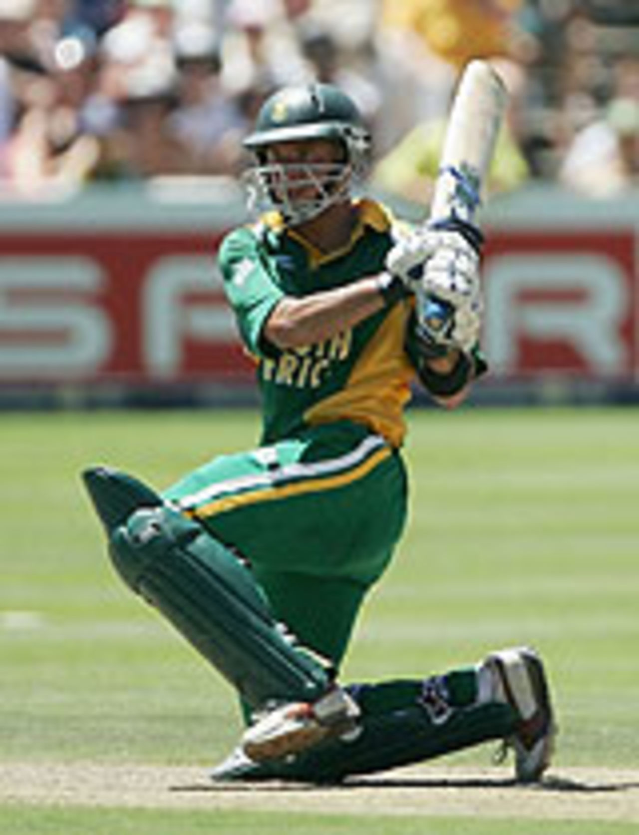 Herschelle Gibbs sweeps en route to his 14th ODI century at Newlands, South Africa v England, Port Elizabeth, February 4, 2005