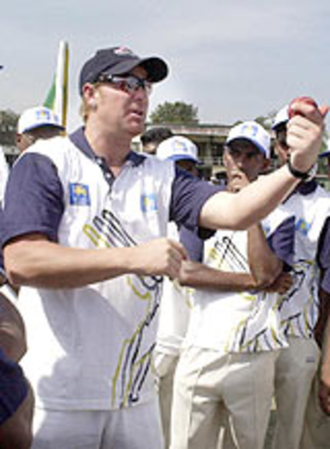 Shane Warne coached boys in Moratuwa, Sri Lanka, February 10, 2005