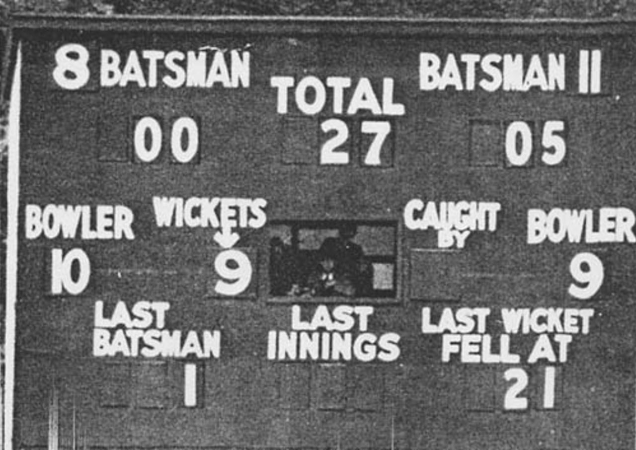 The scoreboard tells the tale, England v The Rest, Bradford, May 31, 1950