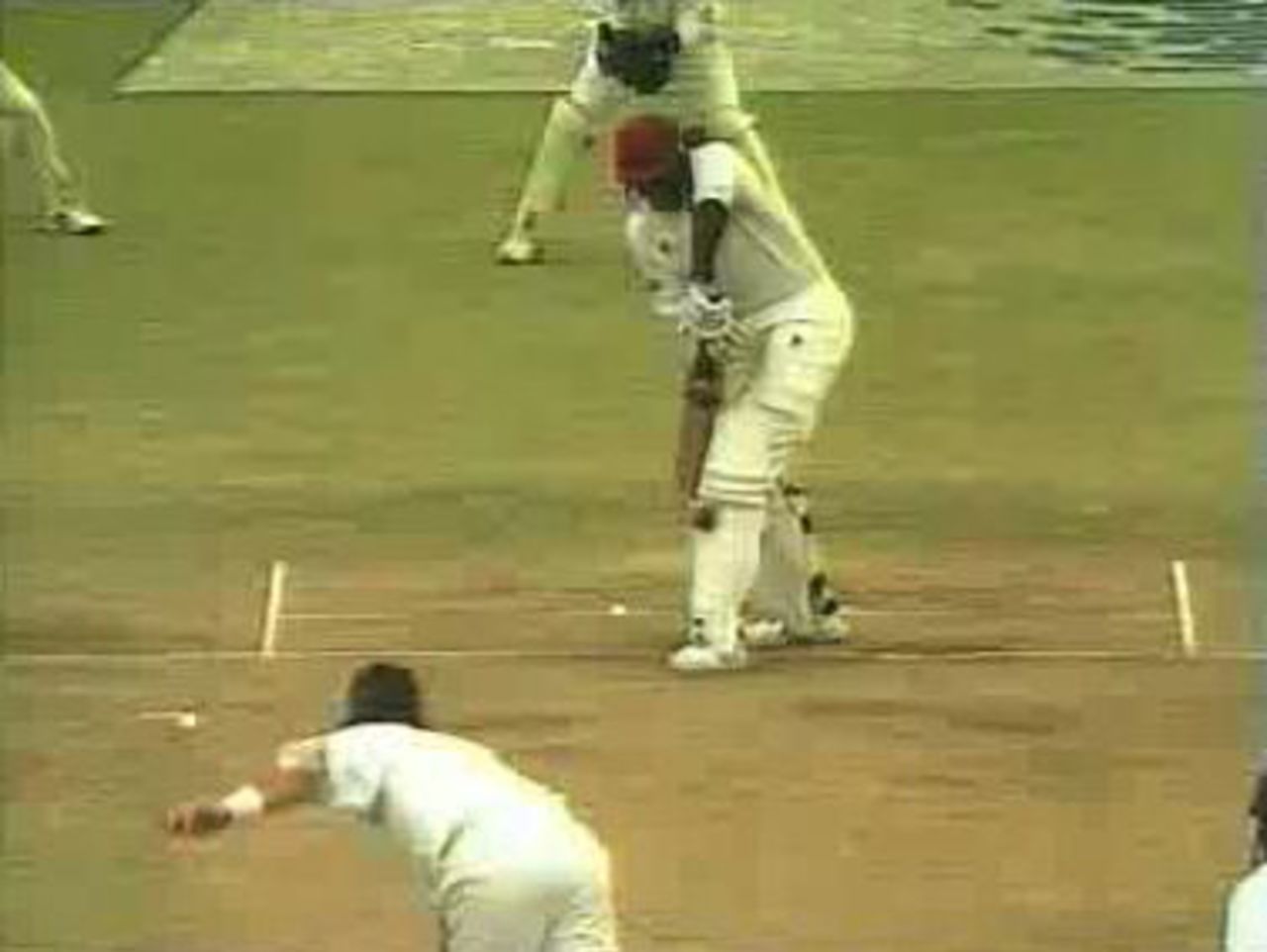 Andy Caddick gets Philo Wallace out LBW at Barbados
