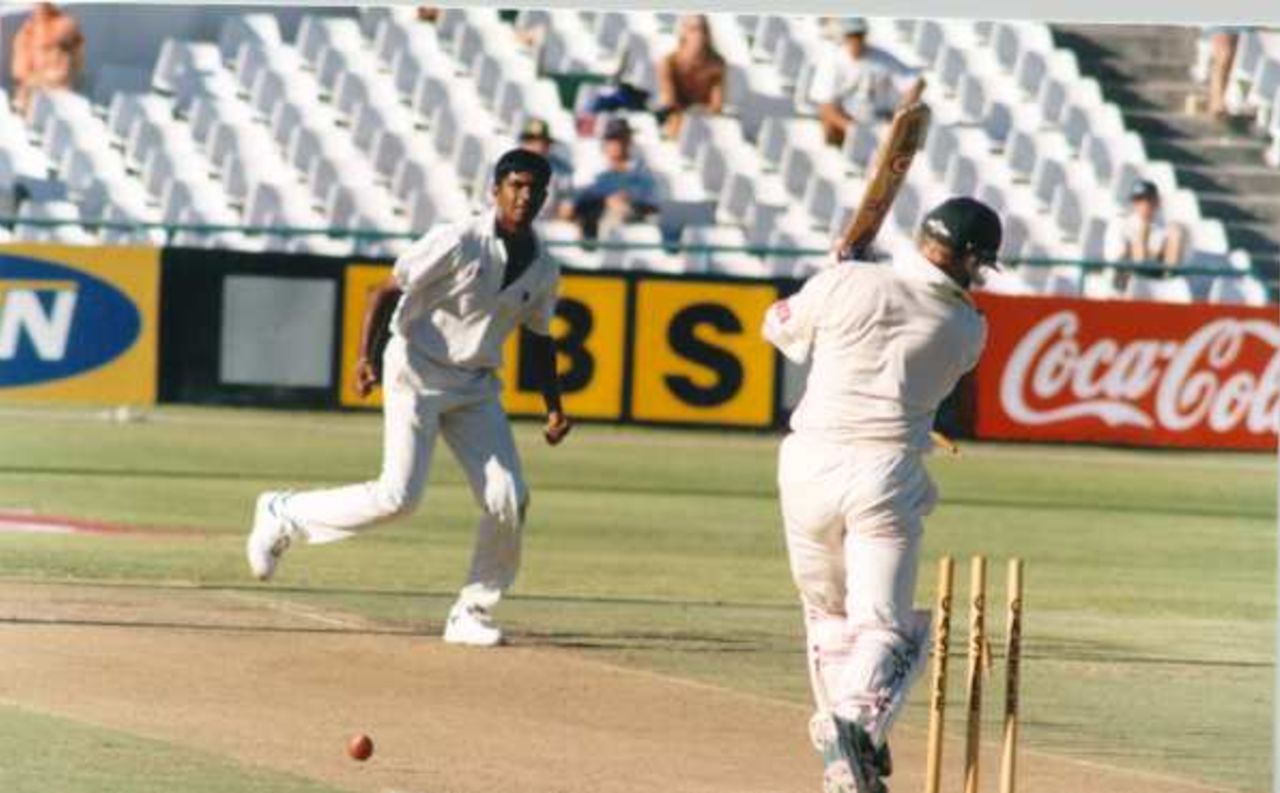 Pramodya Wickramasinghe bowls Daryll Cullinan, South Africa v Sri Lanka, 1st Test at Newlands, Cape Town, March 18, 1998.