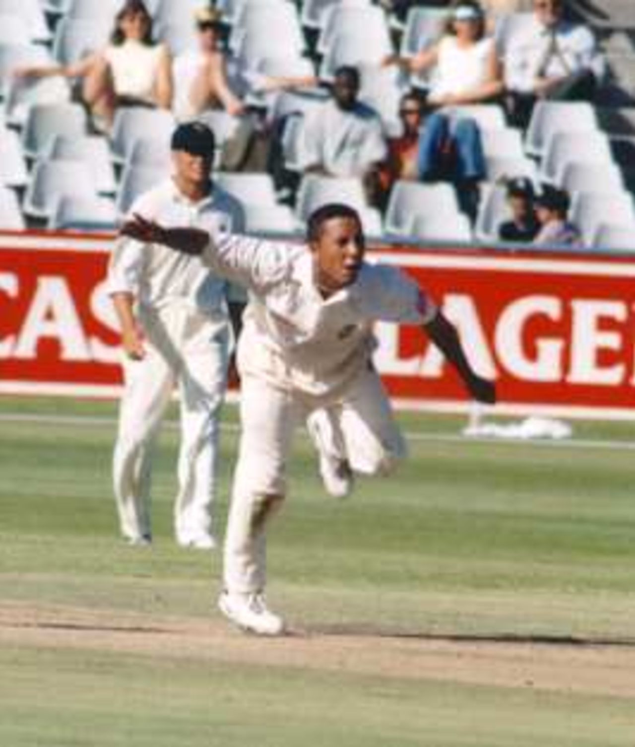 Paul Adams bowling, South Africa v Sri Lanka, 1st Test at Newlands, Cape Town, March 18-23 1998.