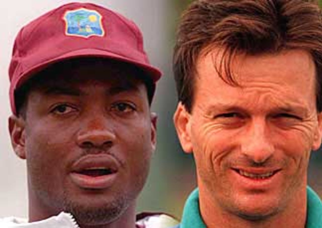 Brian Lara and Steve Waugh. Captains in the West Inides v Australia Test series, 1998/99.