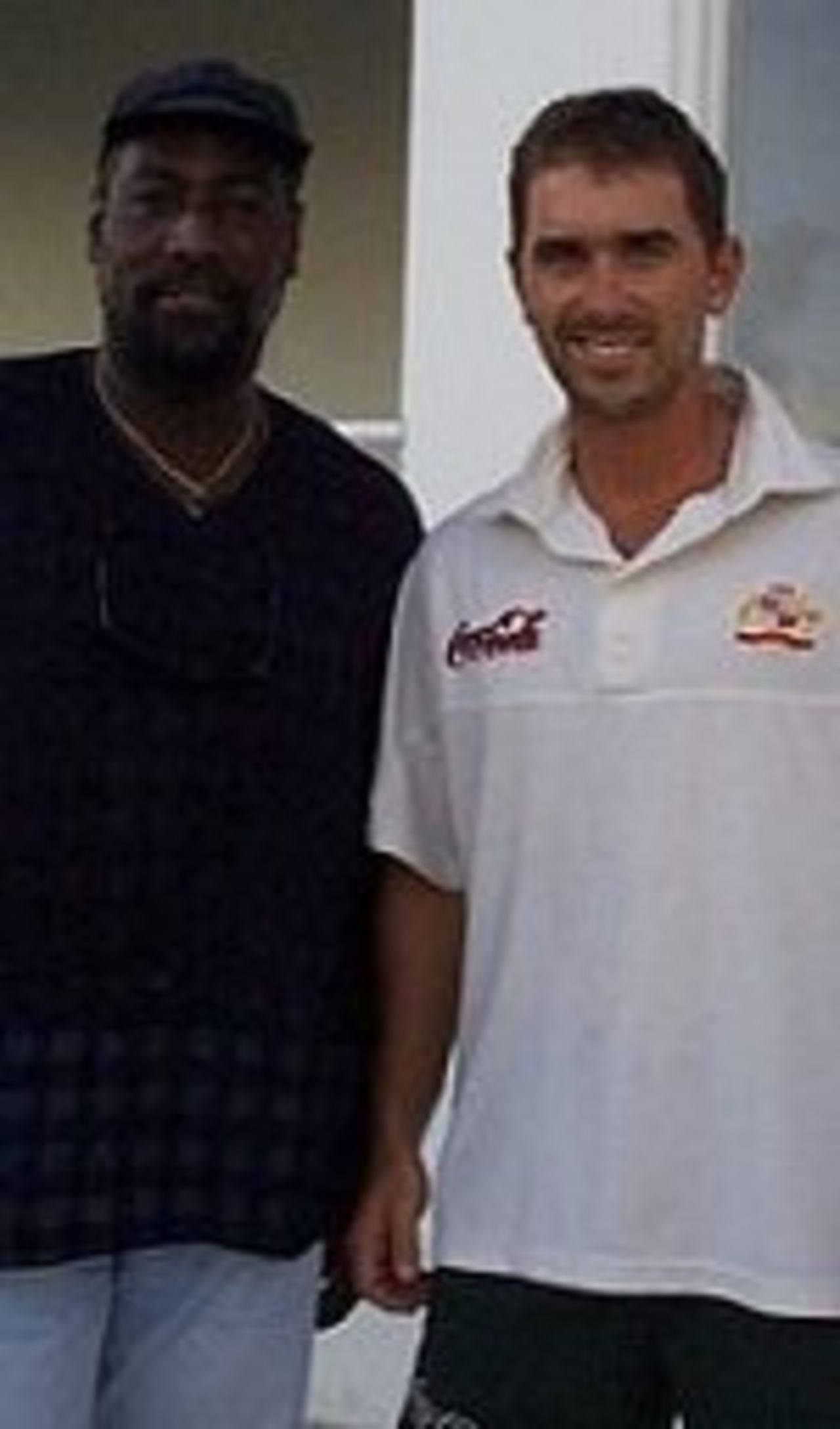 Justin Langer met Viv Richards during the Australians tour of the West Indies. March 21, 1999.