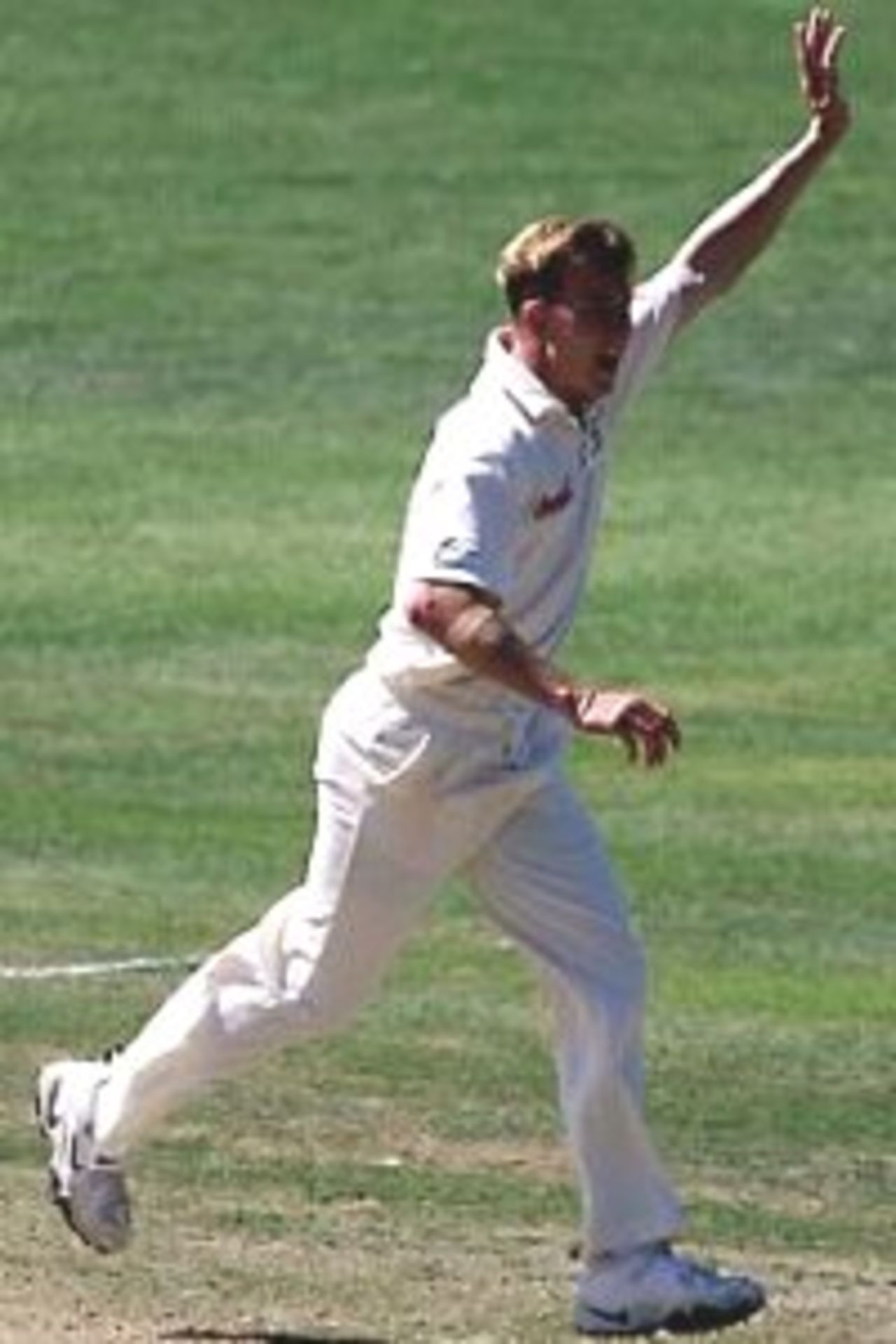 20 Mar 2000: Brett Lee of Australia claims the wicket of Campbell Furlong of Central Districts, during day three of the tour game between Central Districts and Australia at McLean Park, Napier, New Zealand.