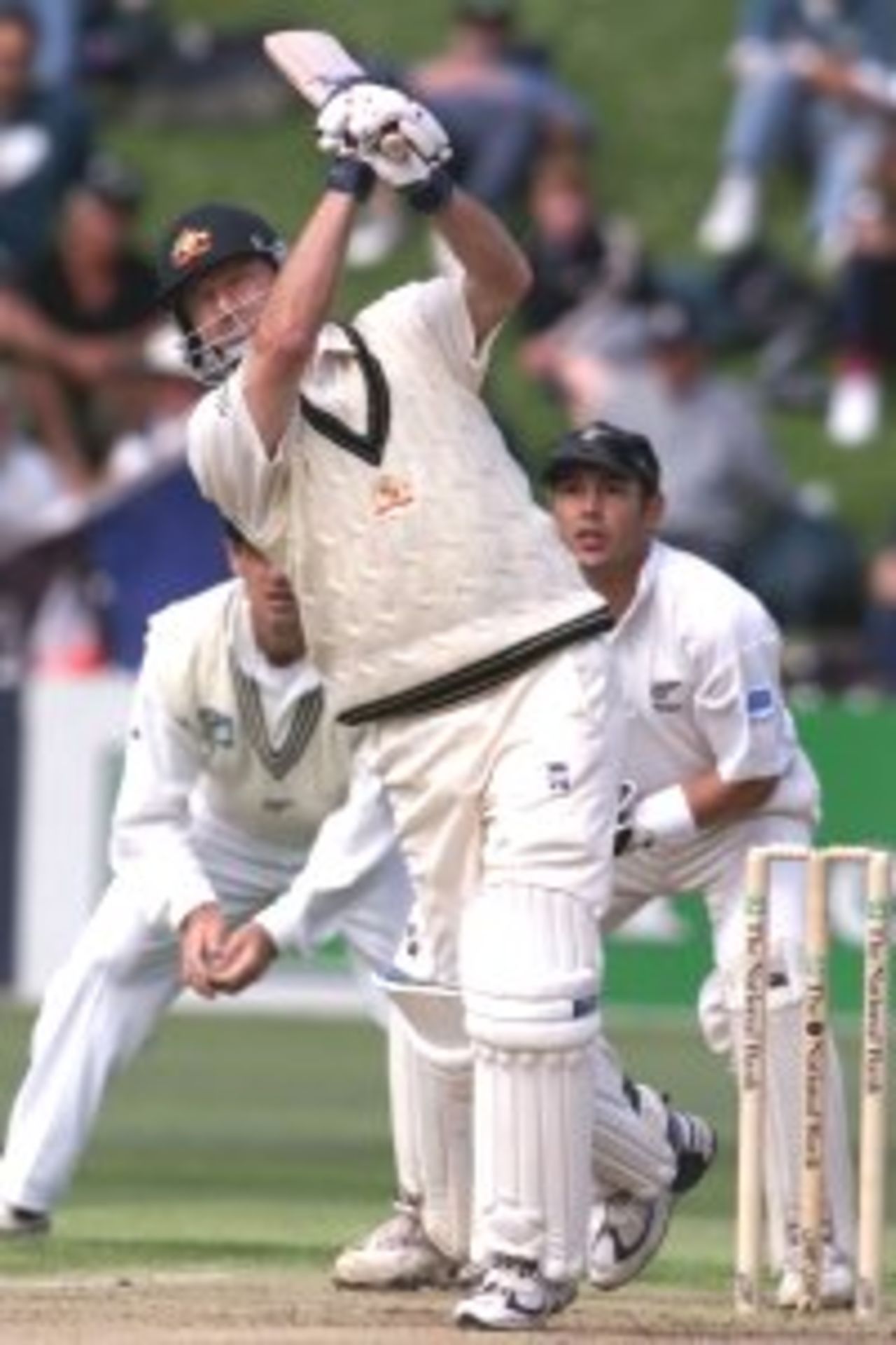 25 Mar 2000: Steve Waugh of Australia hits out, during day two of the second test between New Zealand and Australia at the Basin Reserve, Wellington, New Zealand.