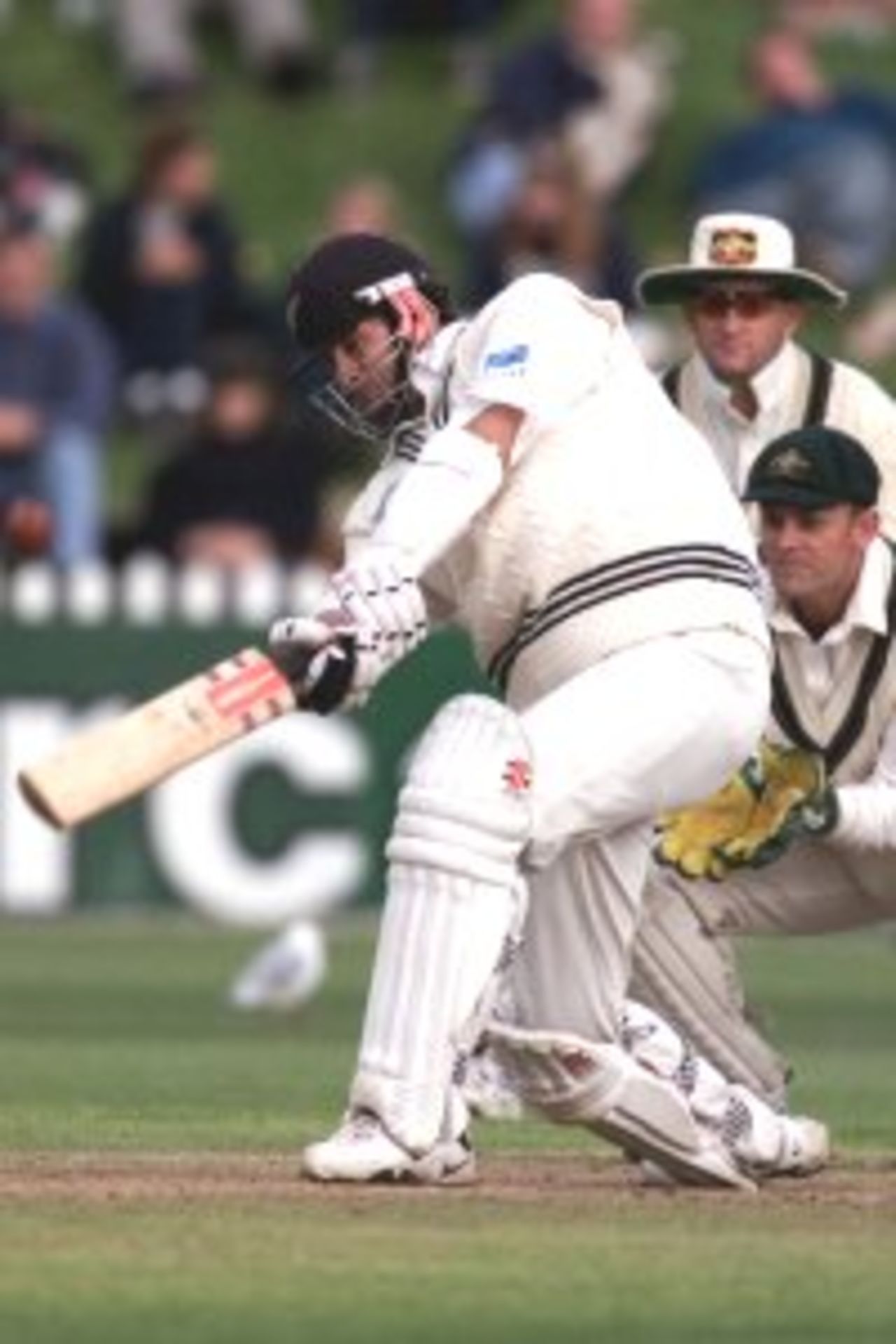 26 Mar 2000: Chris Cairns of New Zealand hits one of six sixes on his way to a half century, during day three of the second test between New Zealand and Australia at the Basin Reserve, Wellington, New Zealand.