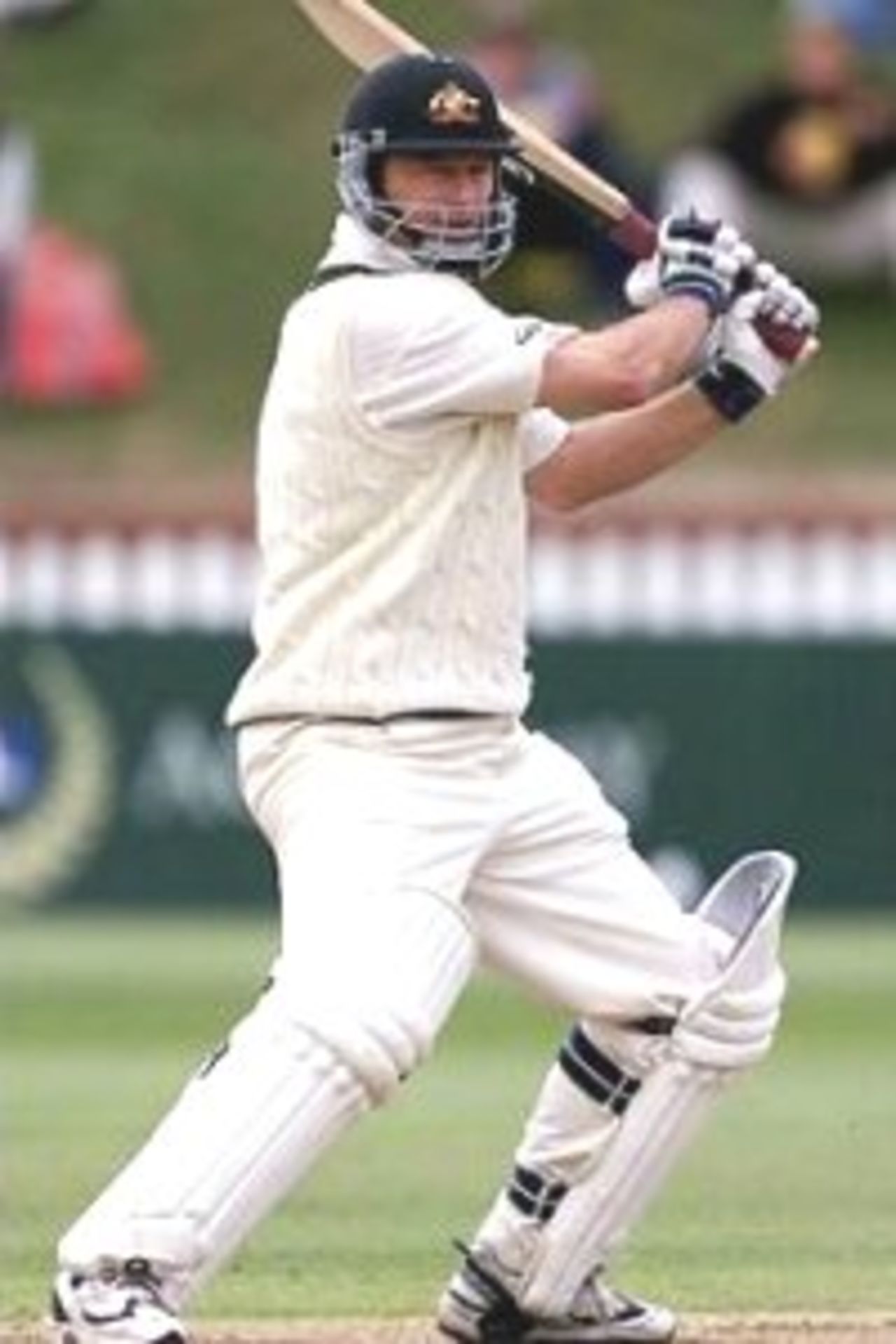 26 Mar 2000: Steve Waugh of Australia hits out on his way to 151 not out, becoming the first player to score 150 against all eight test playing nations, during day three of the second test between New Zealand and Australia at the Basin Reserve, Wellington, New Zealand.