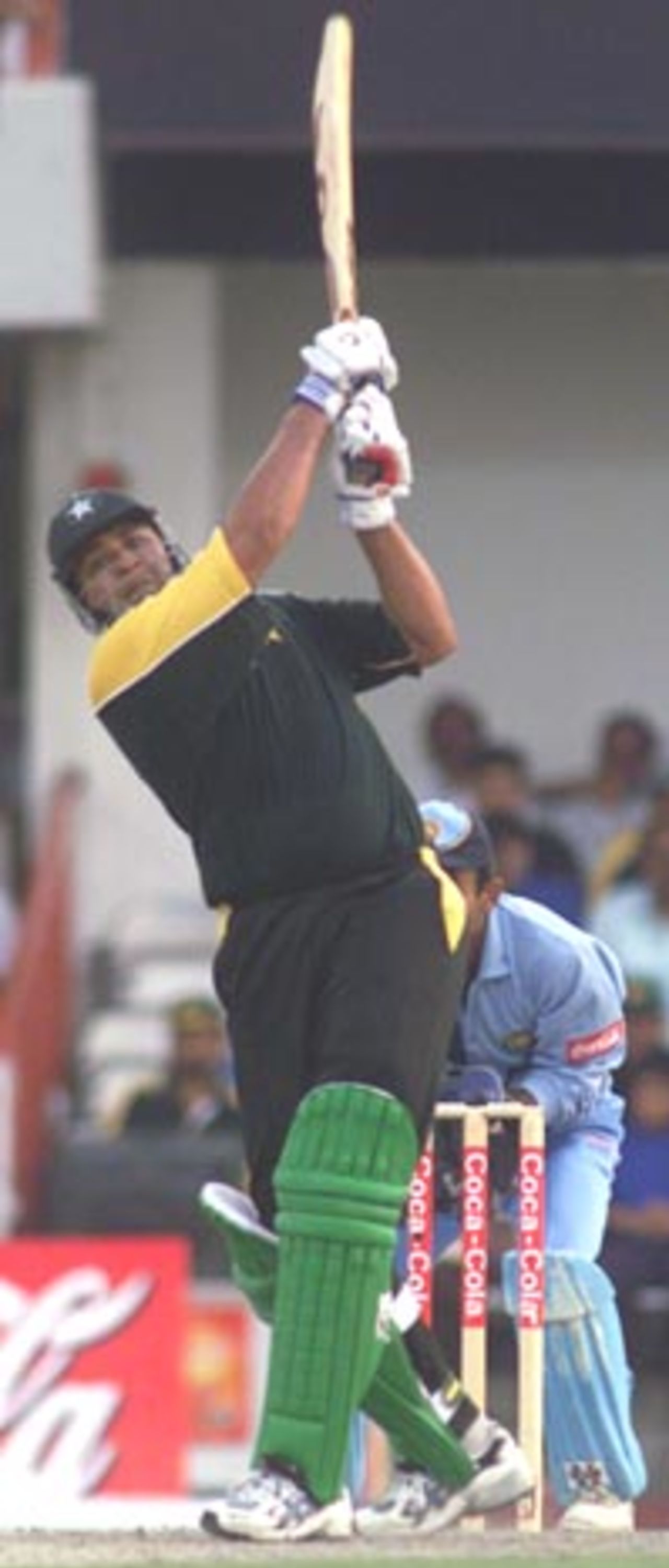 Inzamam-ul-Haq blasts a huge six, India v Pakistan, Coca-Cola Cup 1999/00, Sharjah C.A. Stadium, 26 March 2000.