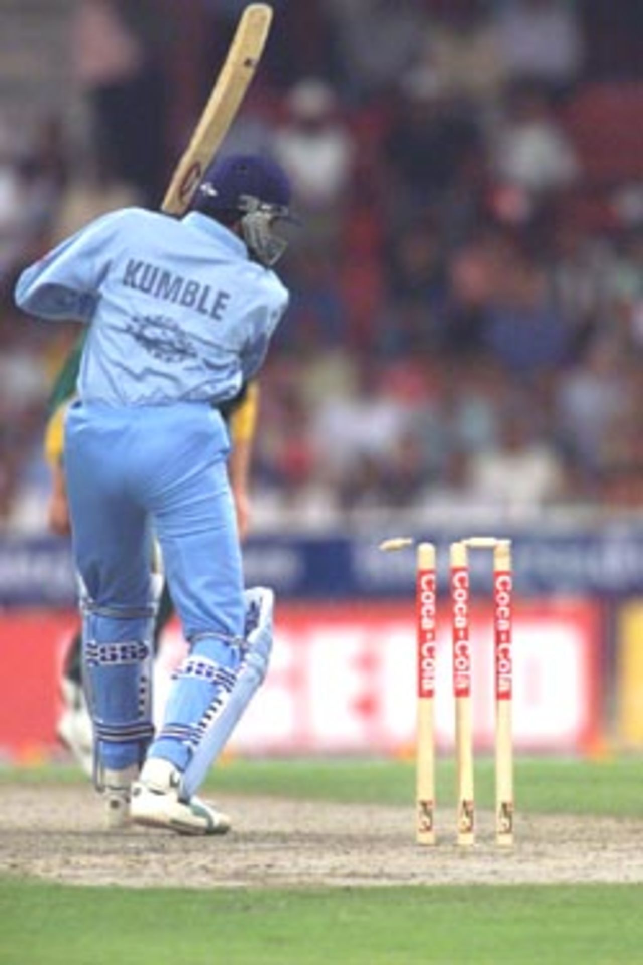 Anil Kumble cleaned bowled by Lance Klusener, India v South Africa, Coca-Cola Cup 1999/00, Sharjah C.A. Stadium, 27 March 2000