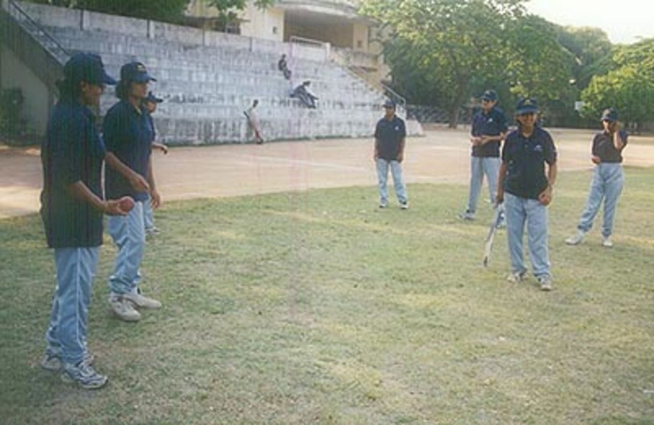 A scene from a practice session by Air India women at the University Union Ground in the run up to the Rani Jhansi Trophy