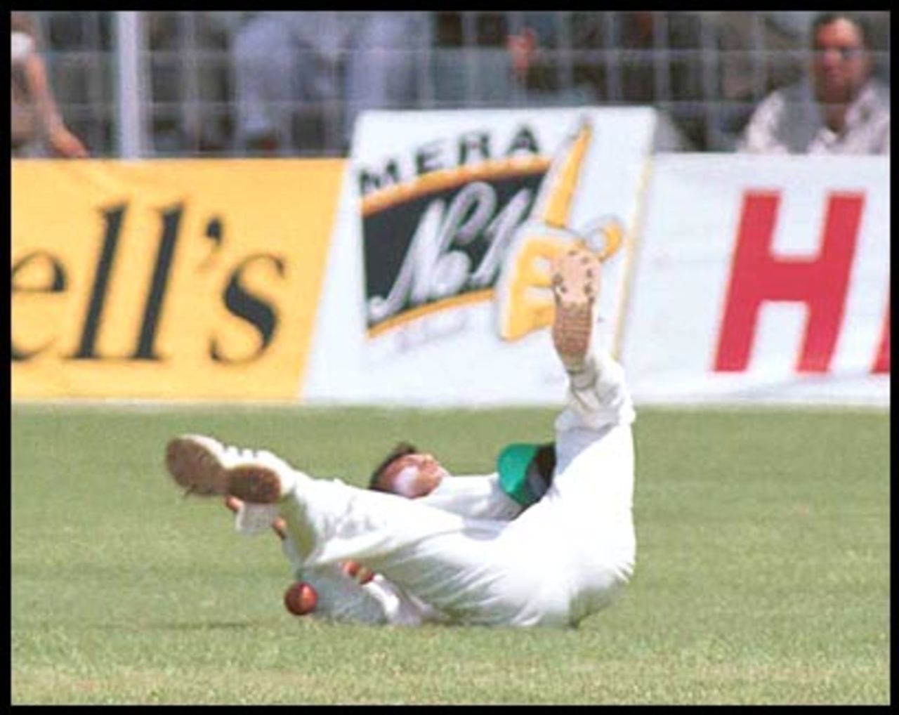 Badani lets a Gilchrist chance slip. Australia in India 2000/01, 1st Test India v Australia, Wankhede Stadium, Mumbai, 27Feb-03Mar 2001 (Day 2)